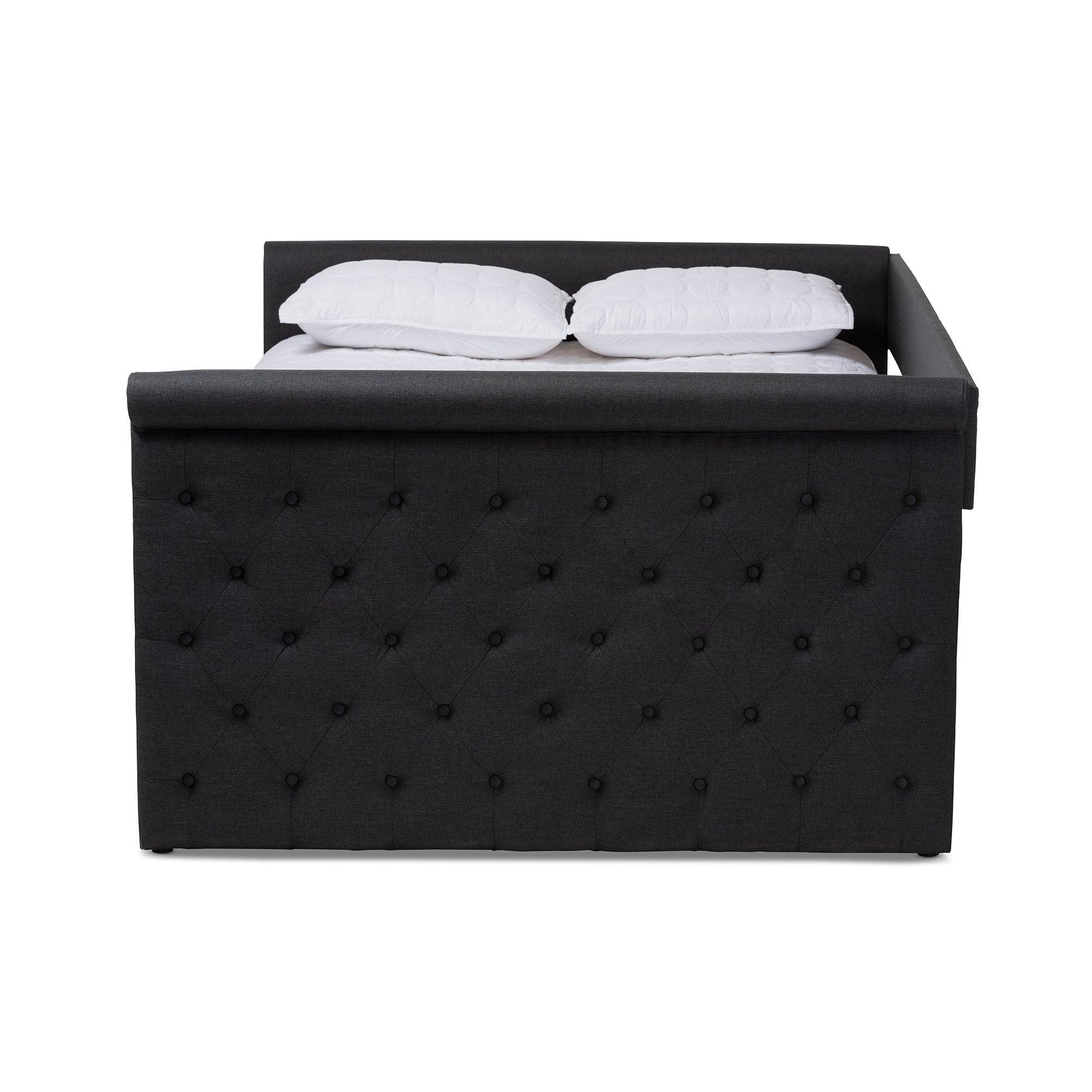 Alena Modern and Contemporary Dark Fabric Upholstered Daybed with Trundle