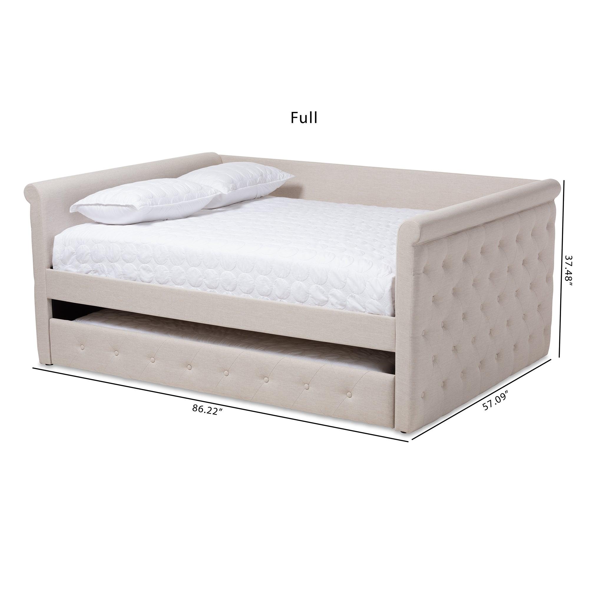 Alena Modern and Contemporary Light Fabric Upholstered Daybed with Trundle