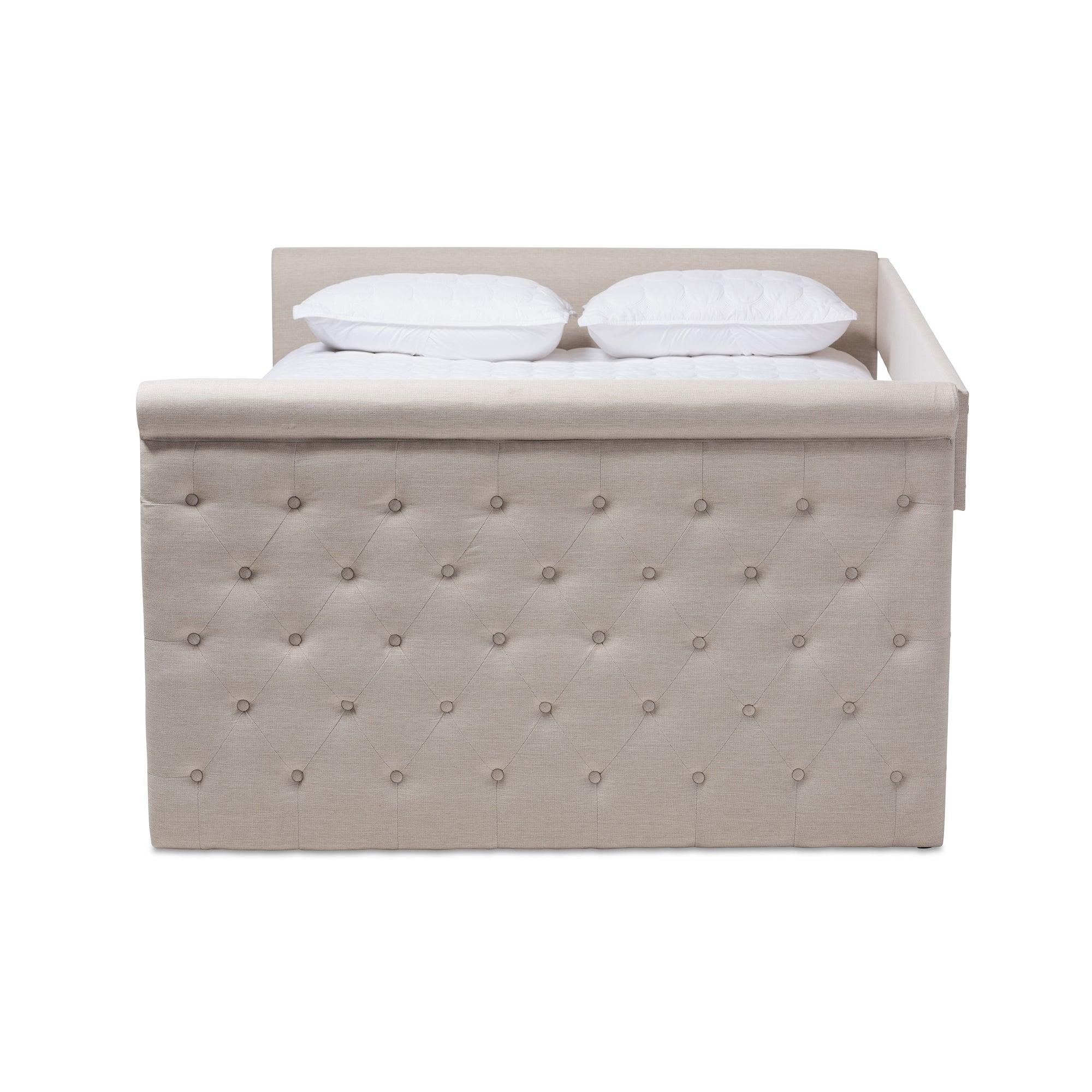 Alena Modern and Contemporary Light Fabric Upholstered Daybed with Trundle