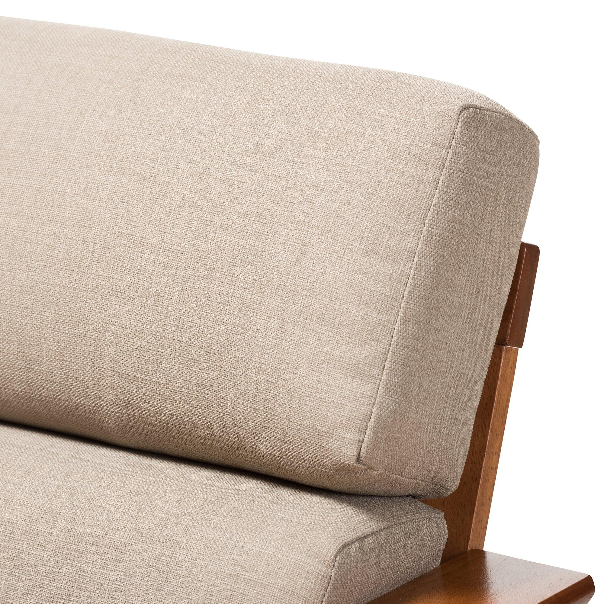 Larissa Modern Classic Mission Style Cherry Finished Wood and Dark Fabric High Back Cushioned Living Room 1-Seater Lounge Chair