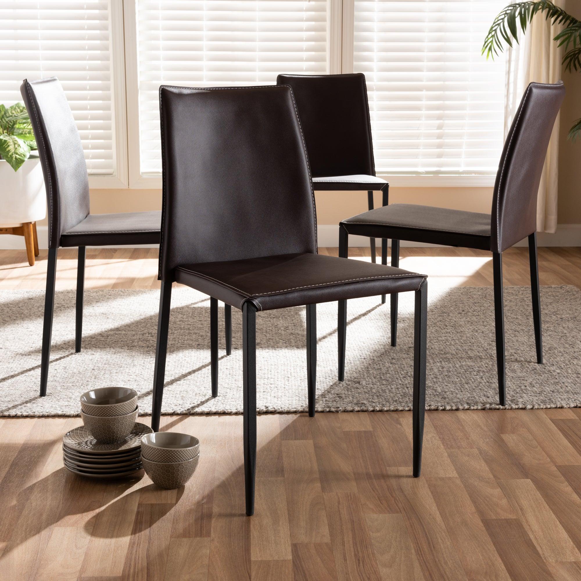 Pascha Modern and Contemporary Faux Leather Upholstered Dining Chair (Set of 4)