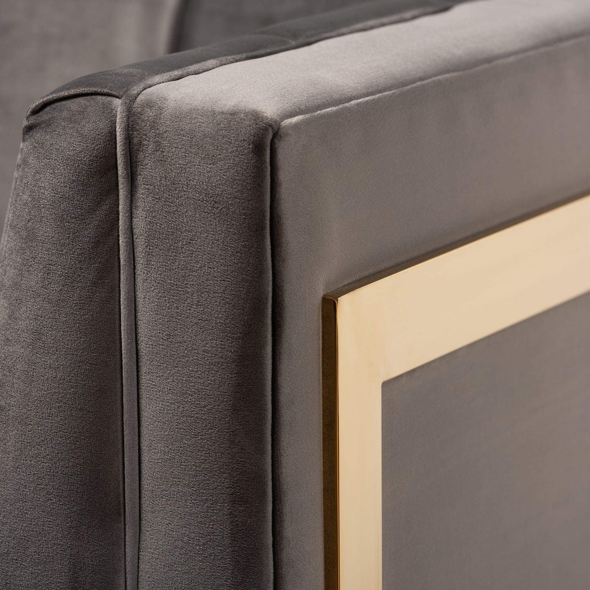 Ambra Glam and Luxe Velvet Fabric Upholstered and Button Tufted Armchair with -Tone Frame