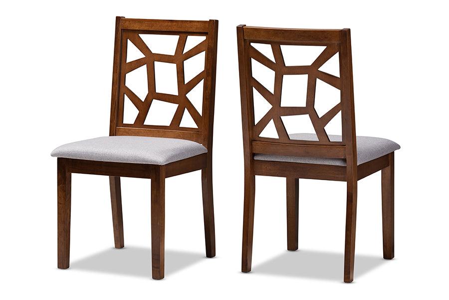 Abilene Mid-Century Fabric Upholstered and Finished Dining Chair Set of 2
