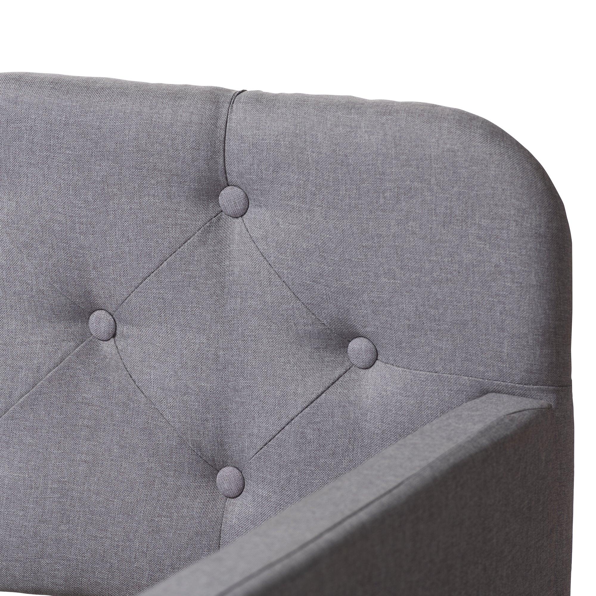 Camelia Modern and Contemporary Fabric Upholstered Button-Tufted Sofa Daybed with Roll-Out Trundle Guest Bed