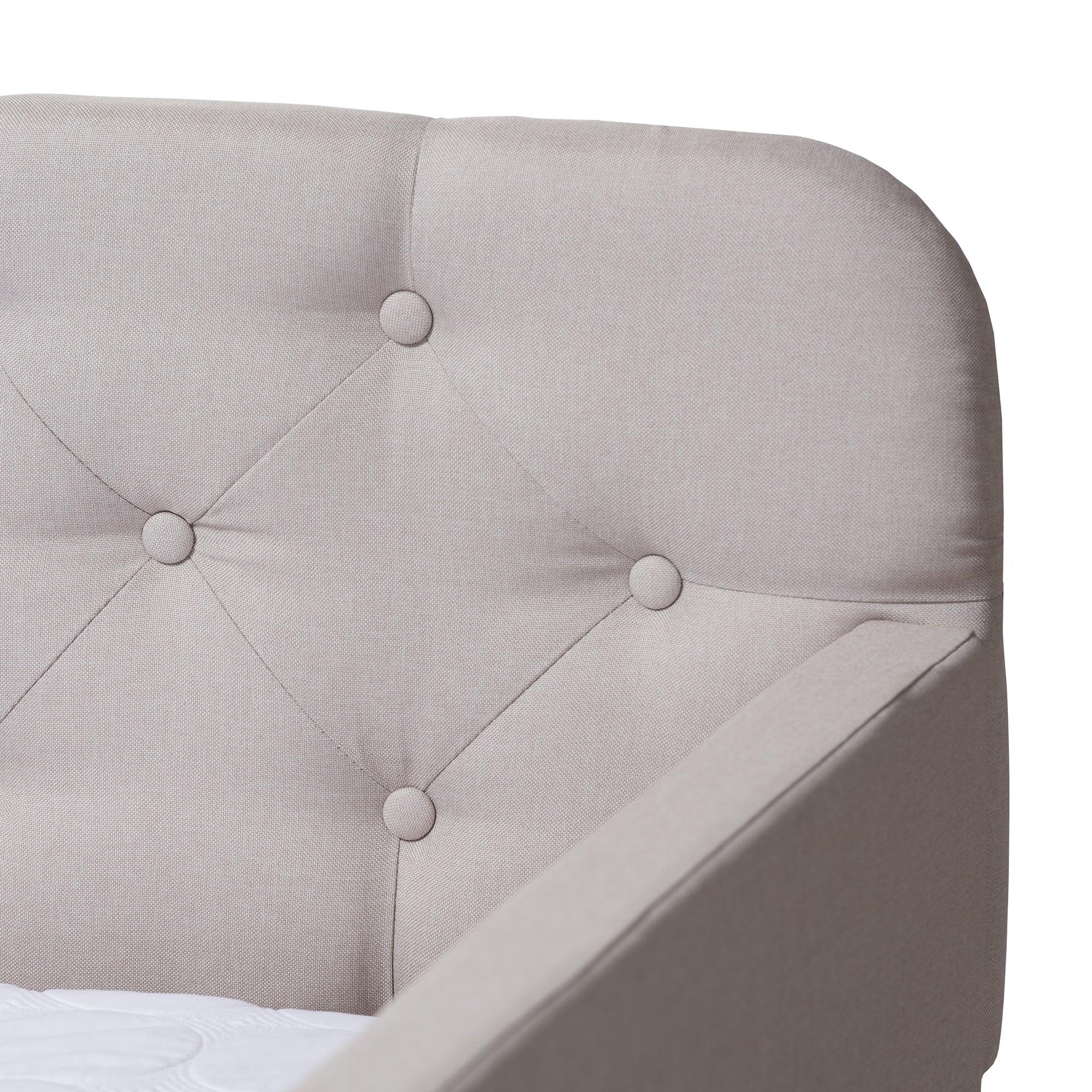 Camelia Modern and Contemporary Fabric Upholstered Button-Tufted Sofa Daybed with Roll-Out Trundle Guest Bed