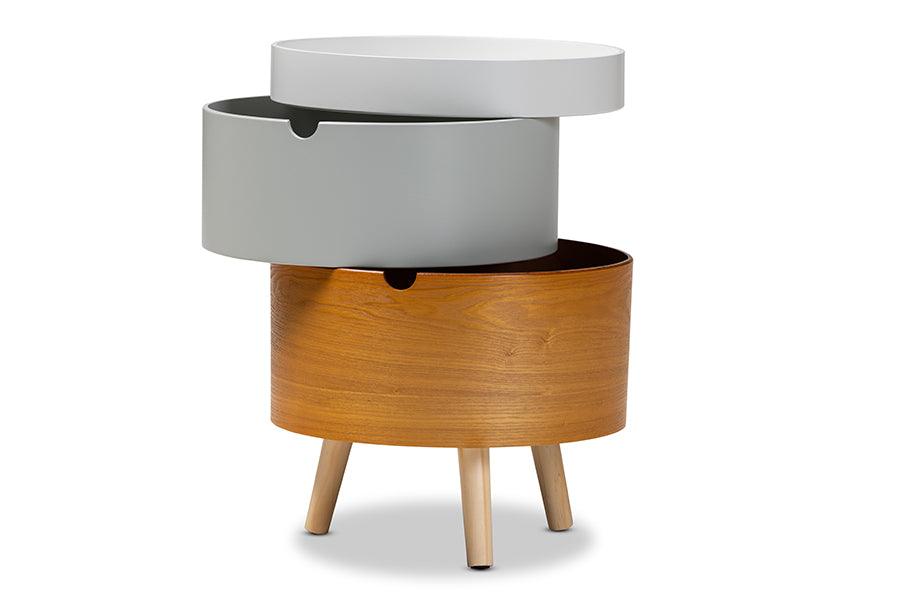 Elison Mid-Century Modern Multi Color 3-Tier Wood End Table