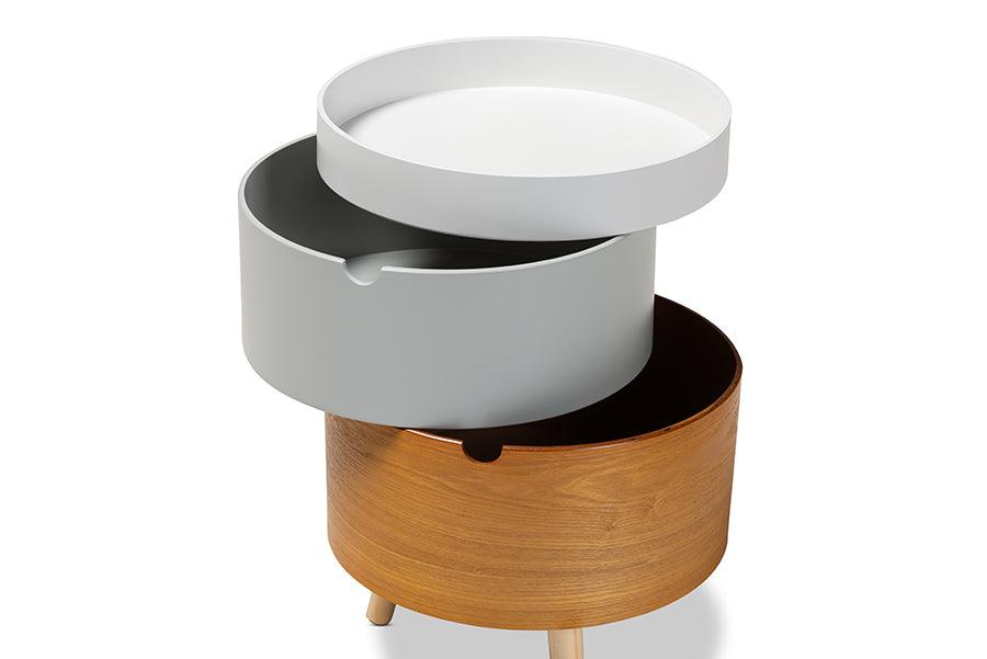 Elison Mid-Century Modern Multi Color 3-Tier Wood End Table