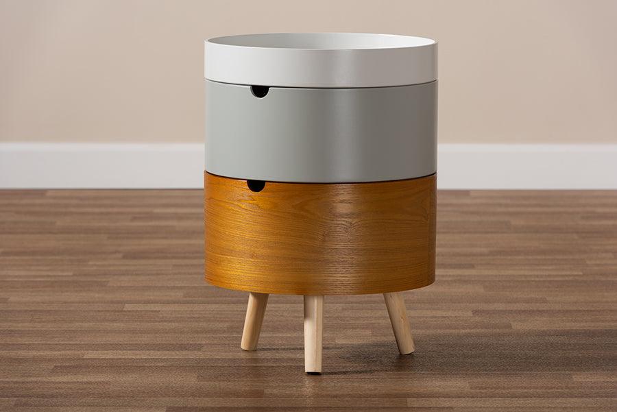 Elison Mid-Century Modern Multi Color 3-Tier Wood End Table