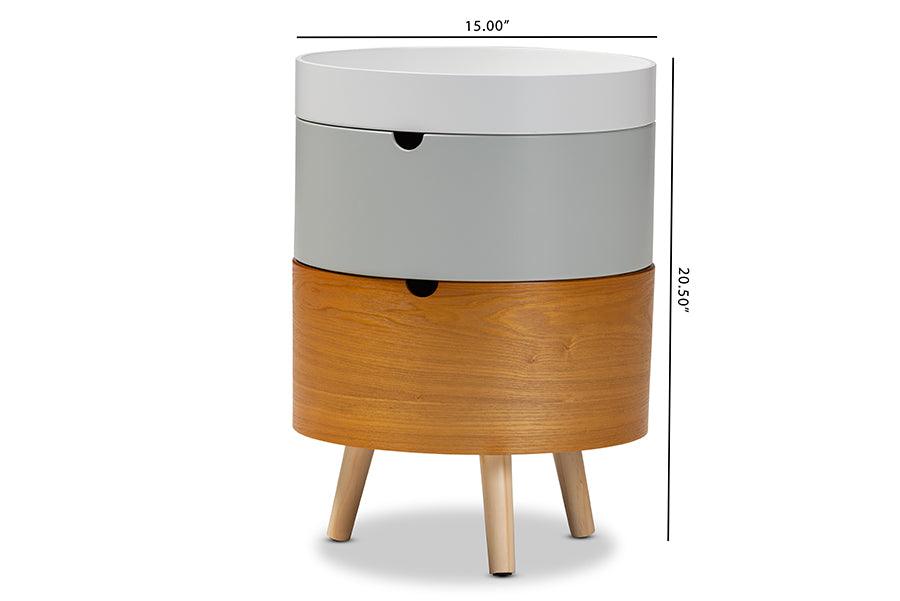 Elison Mid-Century Modern Multi Color 3-Tier Wood End Table