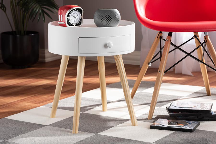 Jessen Mid-Century Modern 1-Drawer Wood End Table