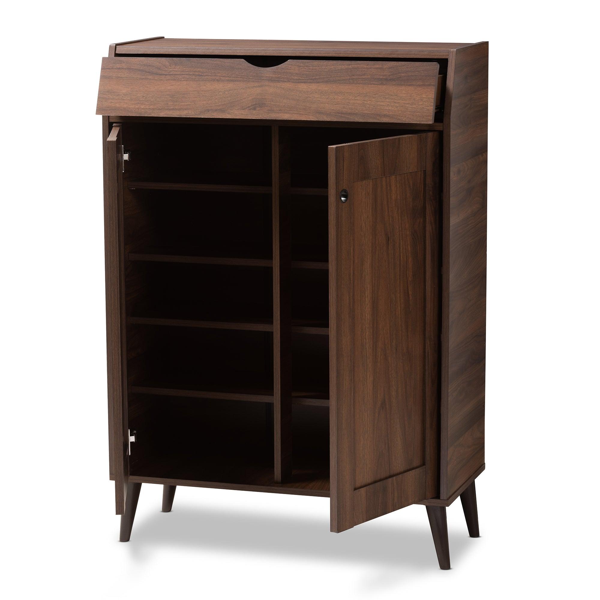 Cormier Mid-Century Modern finished 2-Door Wood Entryway Shoe Storage Cabinet