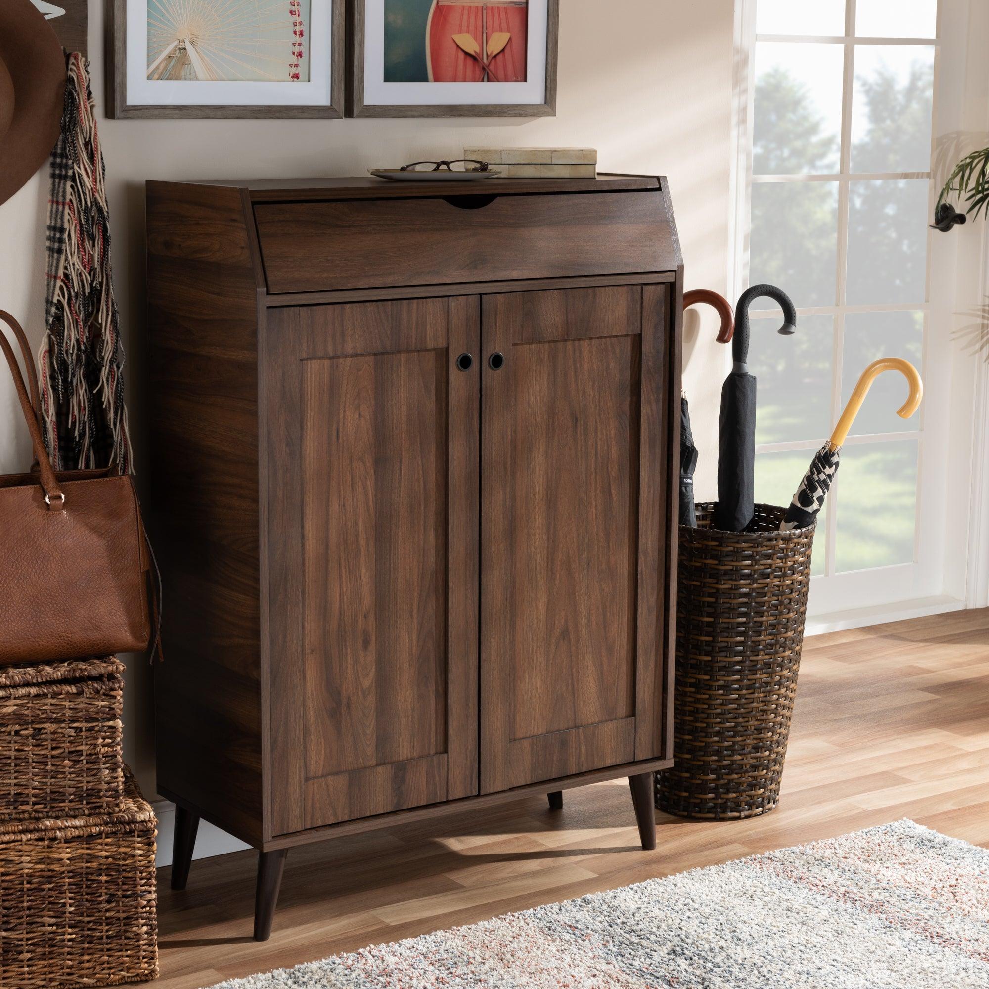 Cormier Mid-Century Modern finished 2-Door Wood Entryway Shoe Storage Cabinet