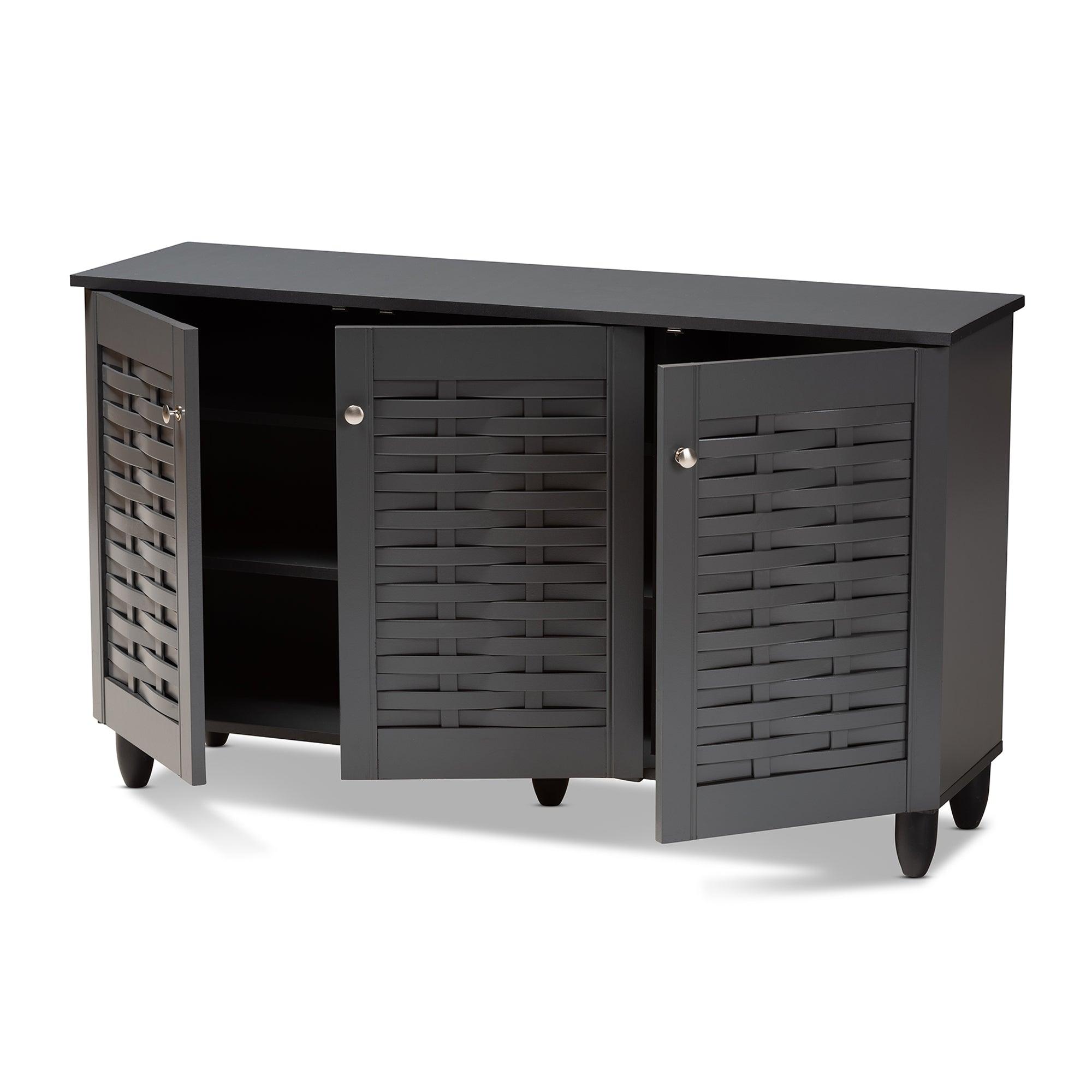 Winda Modern and Contemporary 3-Door Wooden Entryway Shoe Storage Cabinet