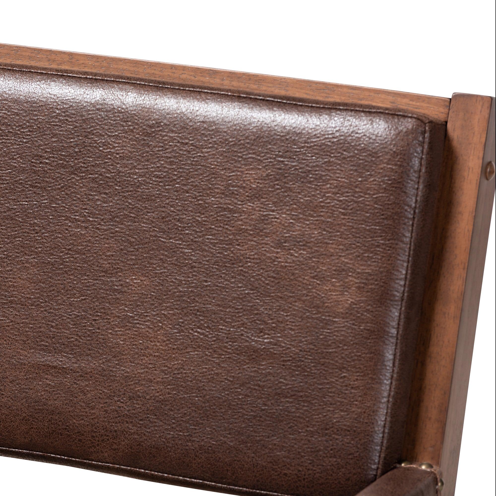 Rovelyn Rustic Faux Leather Upholstered Finished Wood Lounge Chair