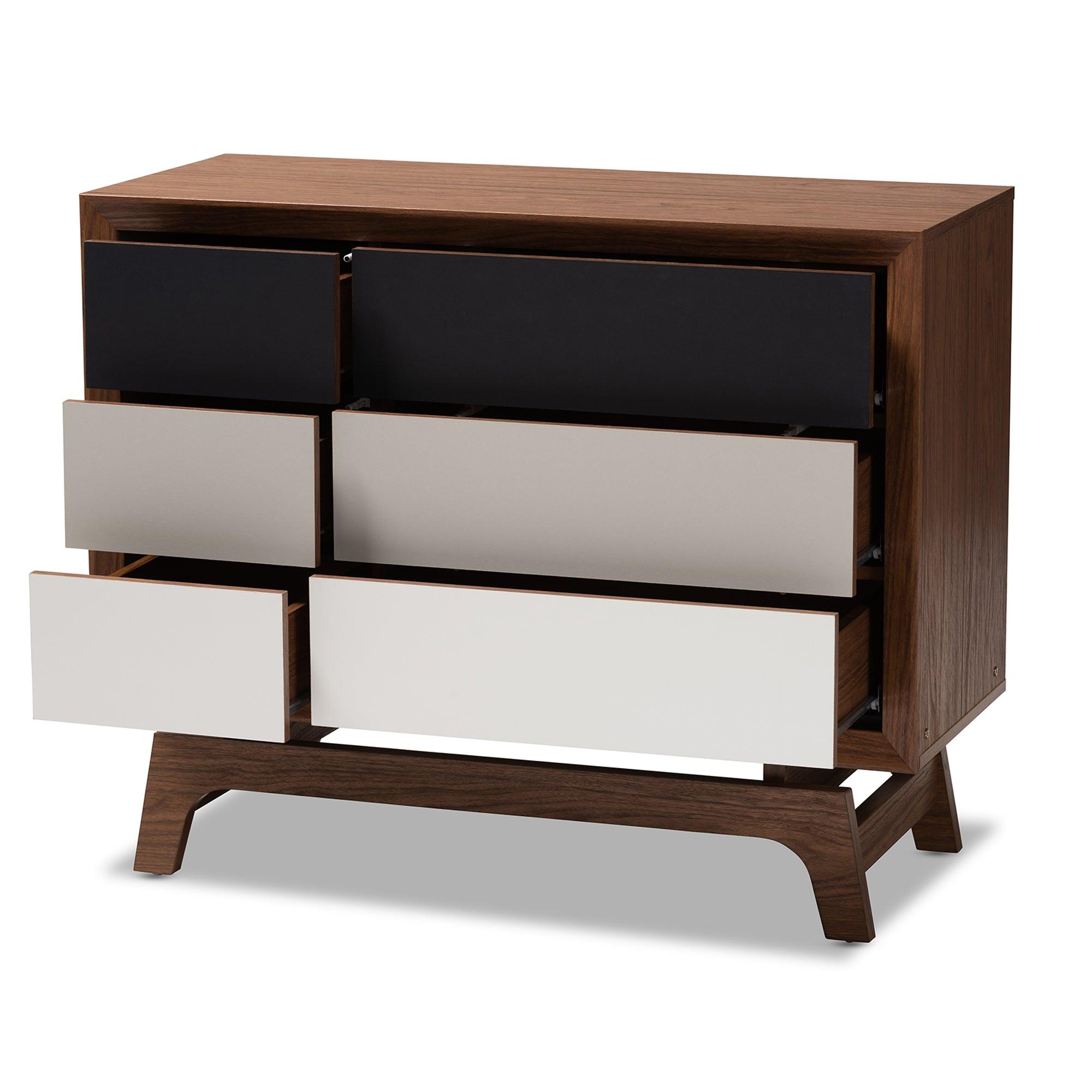 Svante Mid-Century Modern Multicolor Finished Wood 6-Drawer Chest