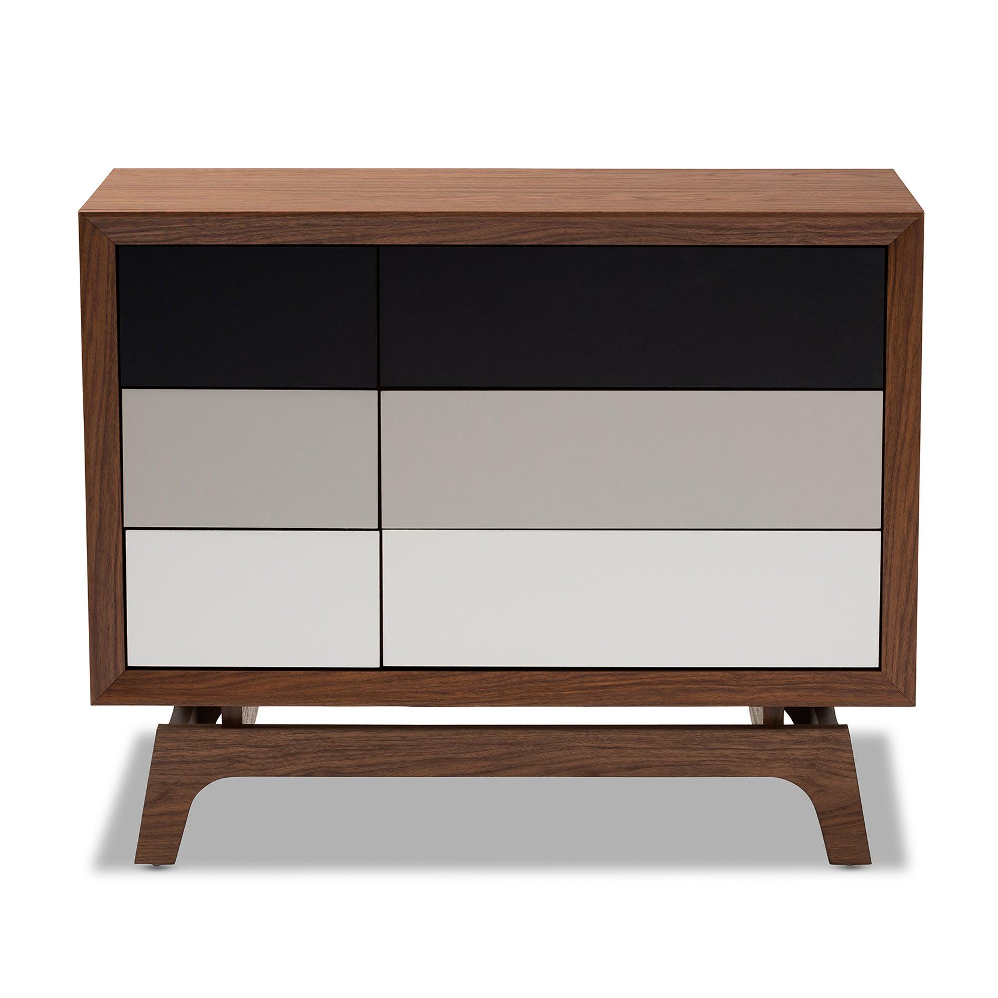 Svante Mid-Century Modern Multicolor Finished Wood 6-Drawer Chest