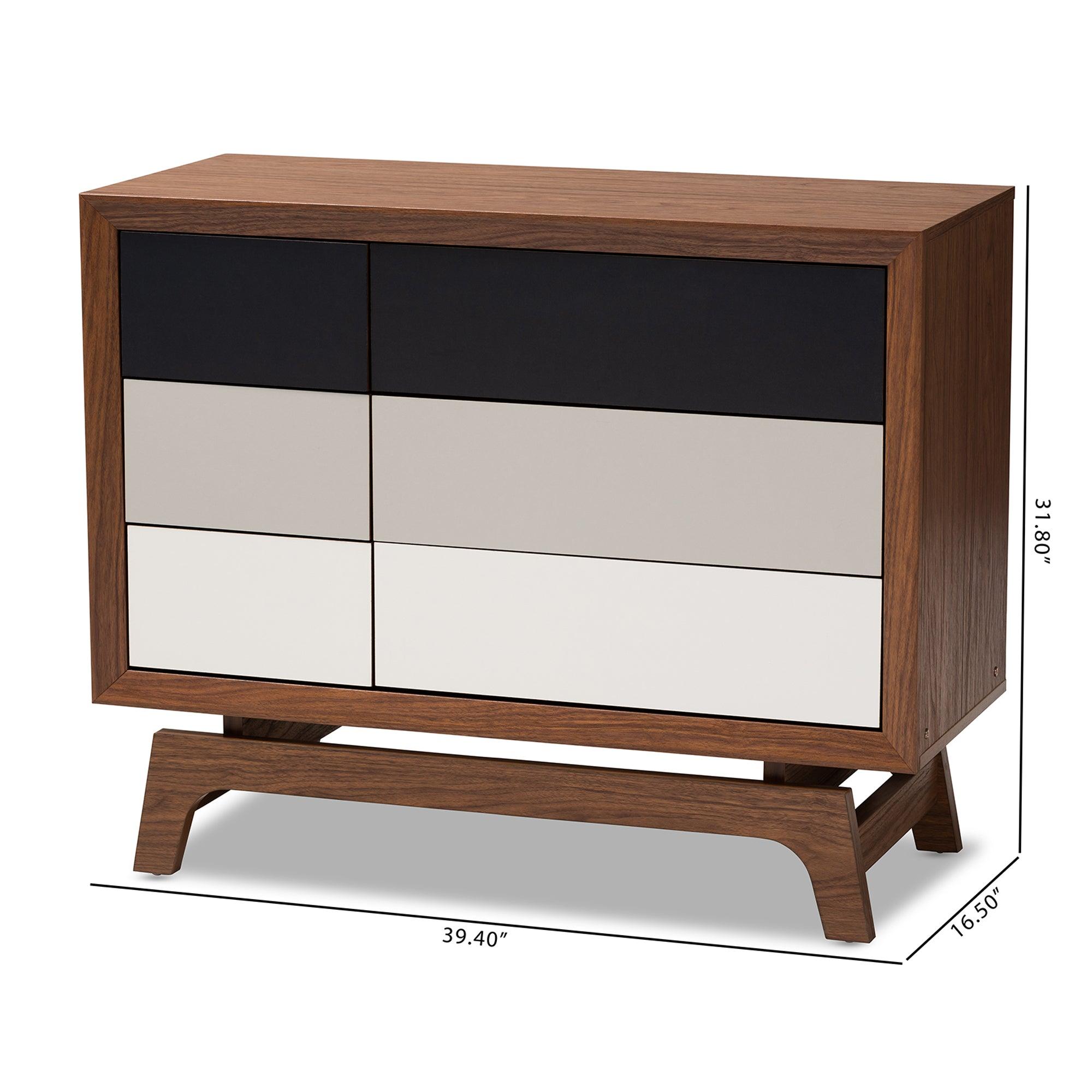 Svante Mid-Century Modern Multicolor Finished Wood 6-Drawer Chest