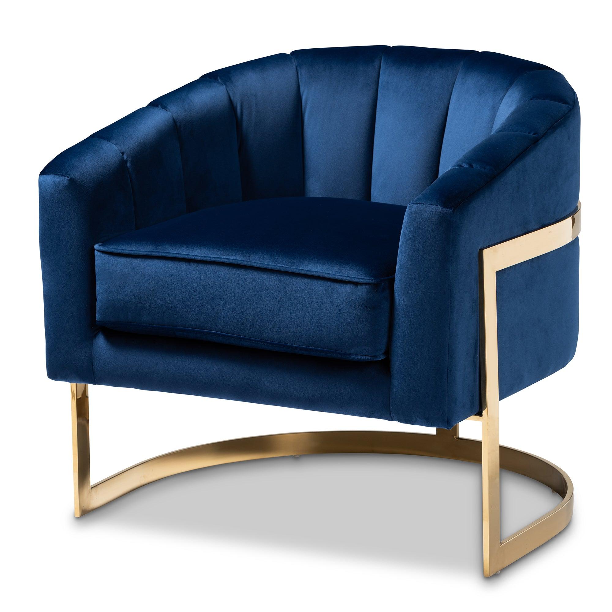 Tomasso Glam Royal Velvet Fabric Upholstered -Finished Lounge Chair