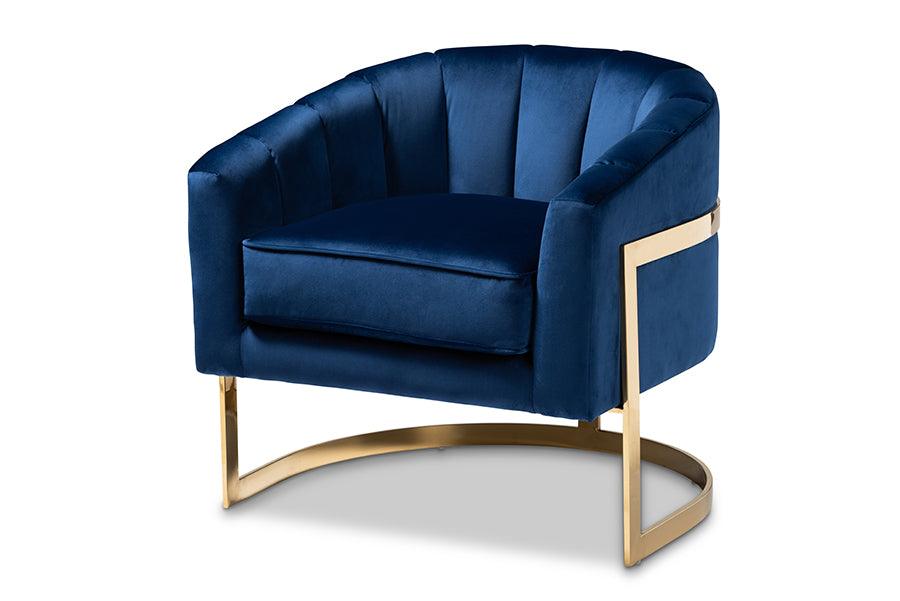 Tomasso Glam Royal Velvet Fabric Upholstered -Finished Lounge Chair