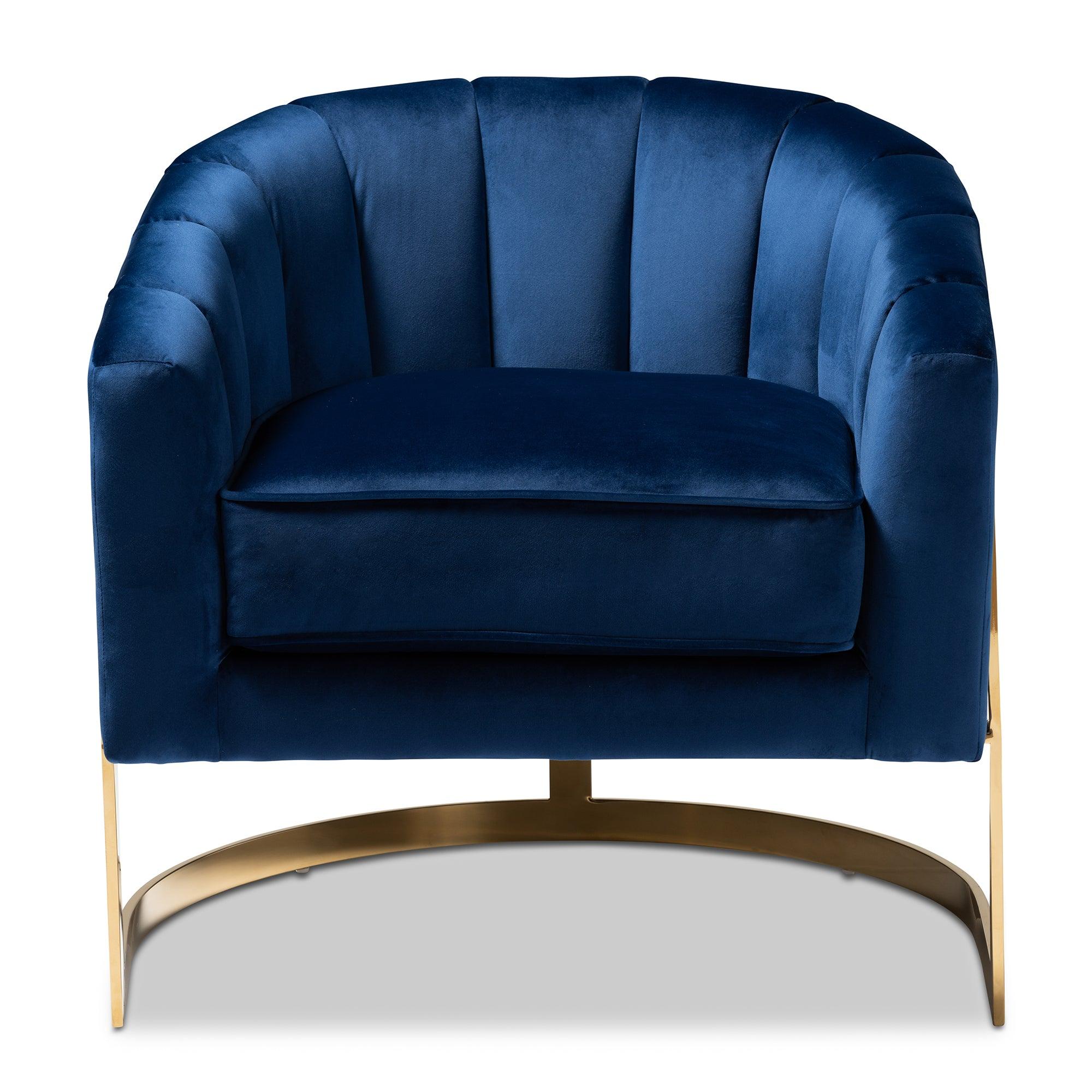 Tomasso Glam Royal Velvet Fabric Upholstered -Finished Lounge Chair