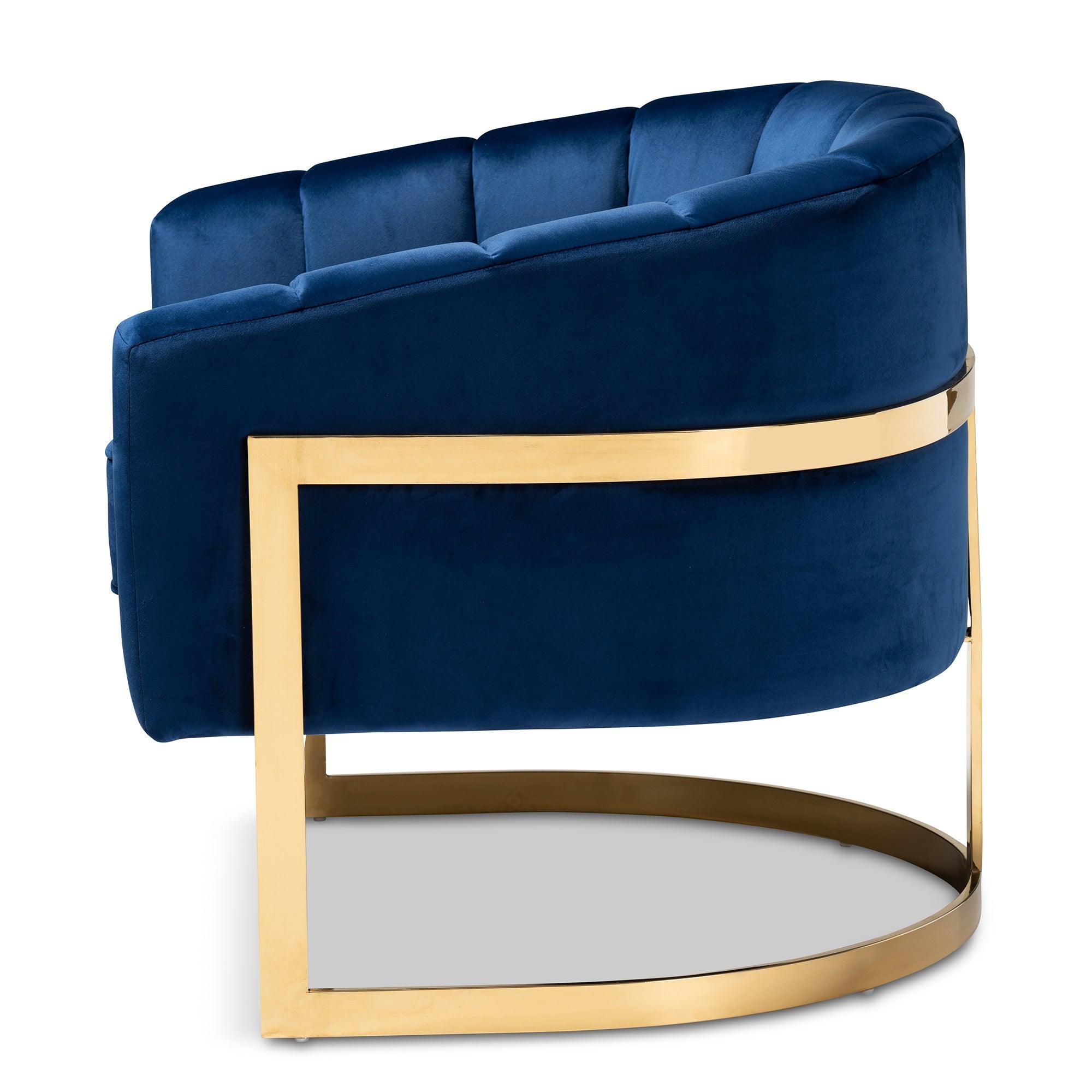 Tomasso Glam Royal Velvet Fabric Upholstered -Finished Lounge Chair
