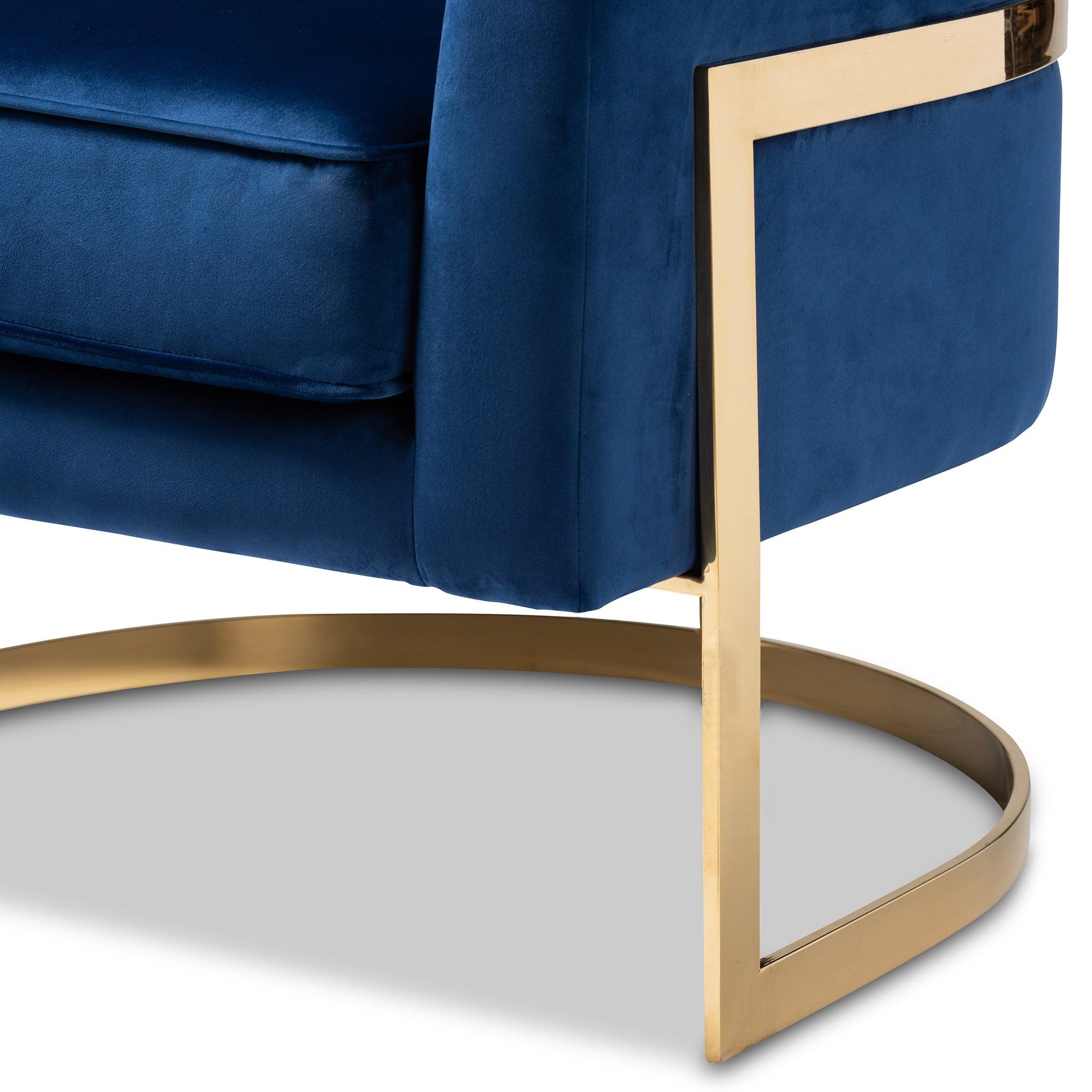 Tomasso Glam Royal Velvet Fabric Upholstered -Finished Lounge Chair