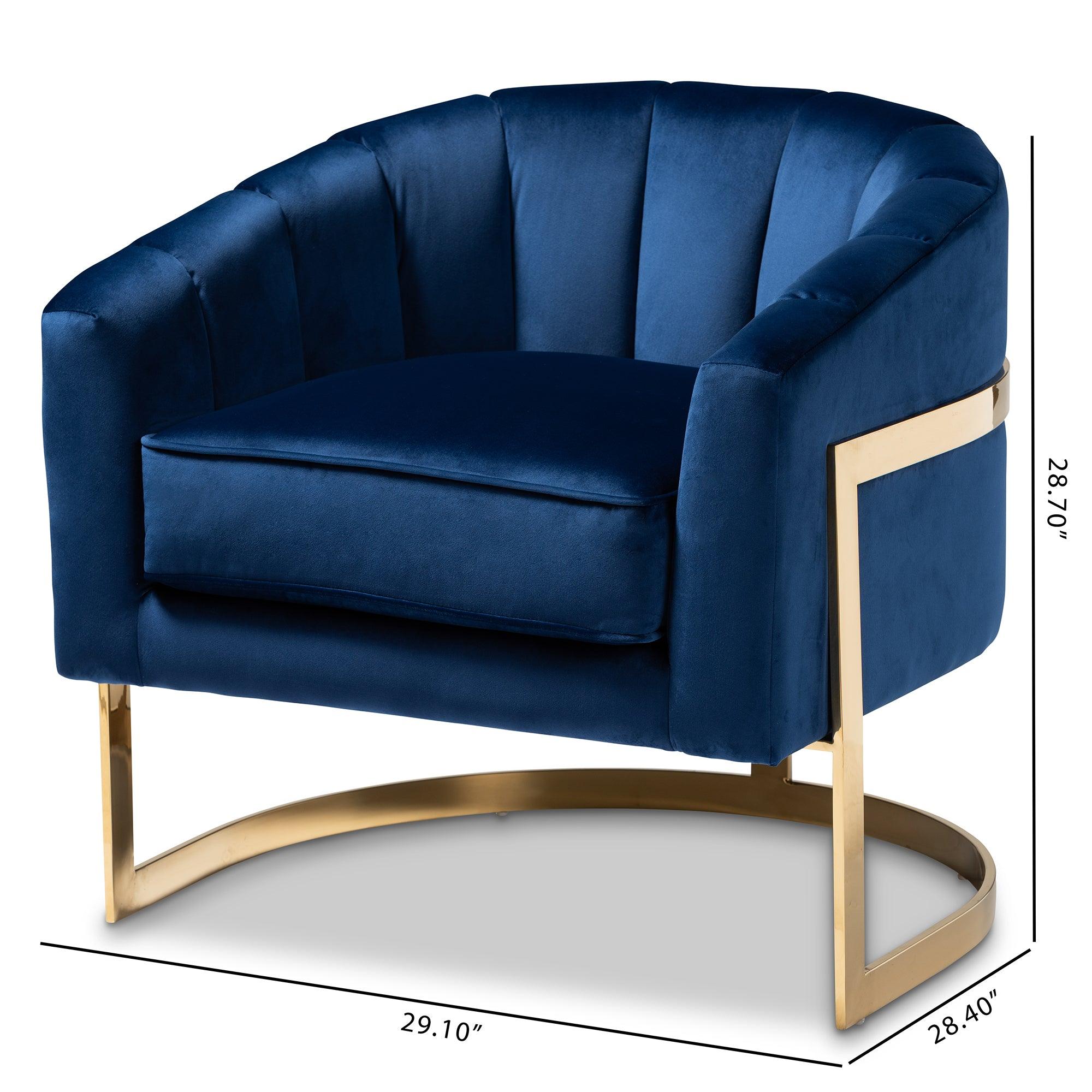 Tomasso Glam Royal Velvet Fabric Upholstered -Finished Lounge Chair