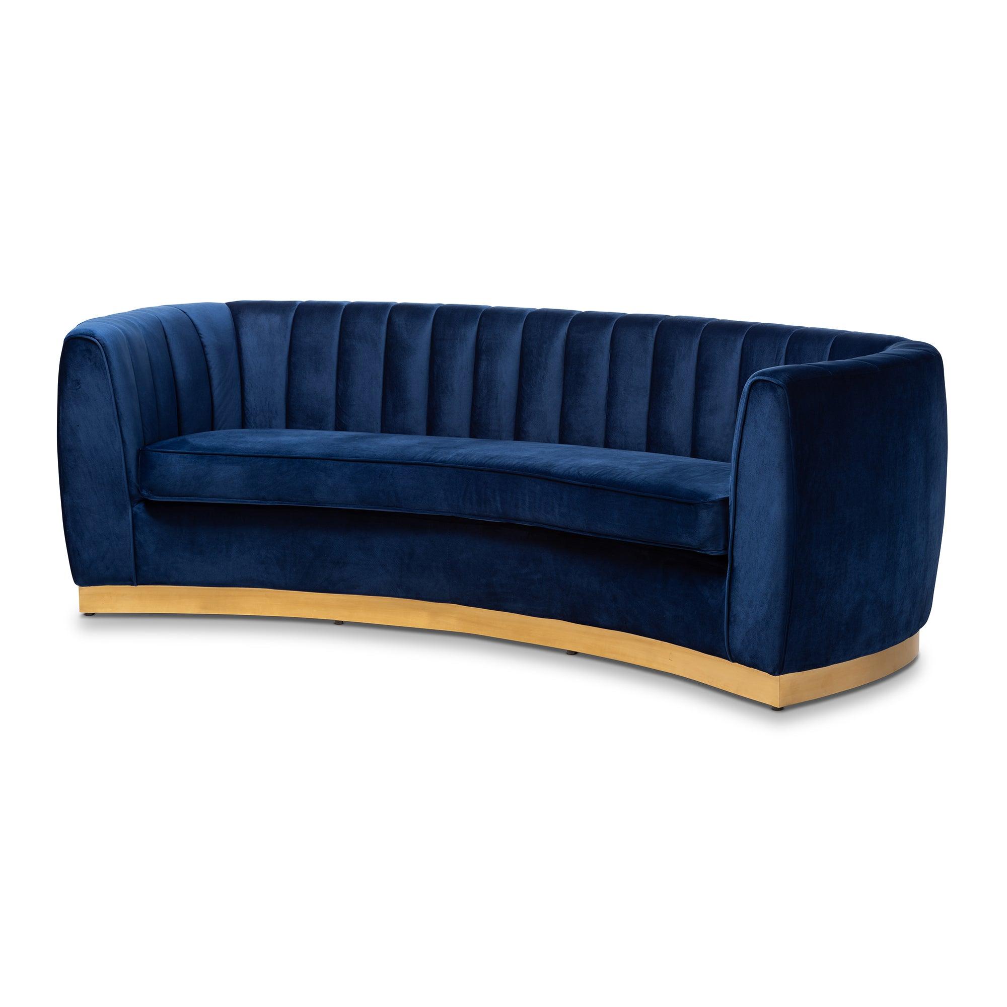Milena Glam Royal Velvet Fabric Upholstered -Finished Sofa
