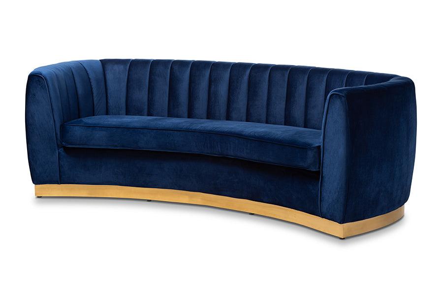 Milena Glam Royal Velvet Fabric Upholstered -Finished Sofa