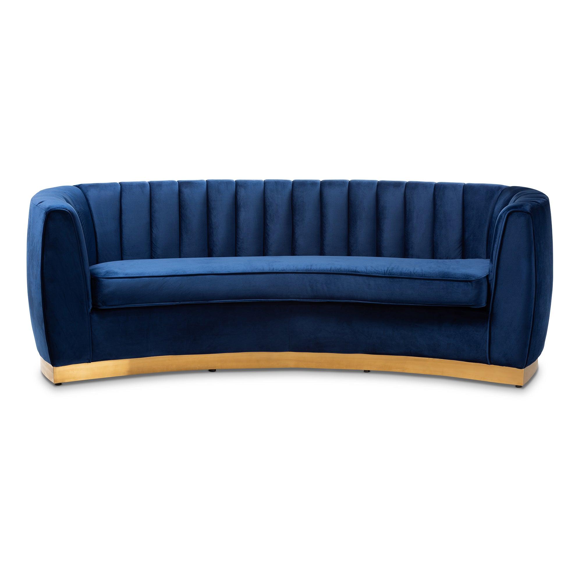 Milena Glam Royal Velvet Fabric Upholstered -Finished Sofa