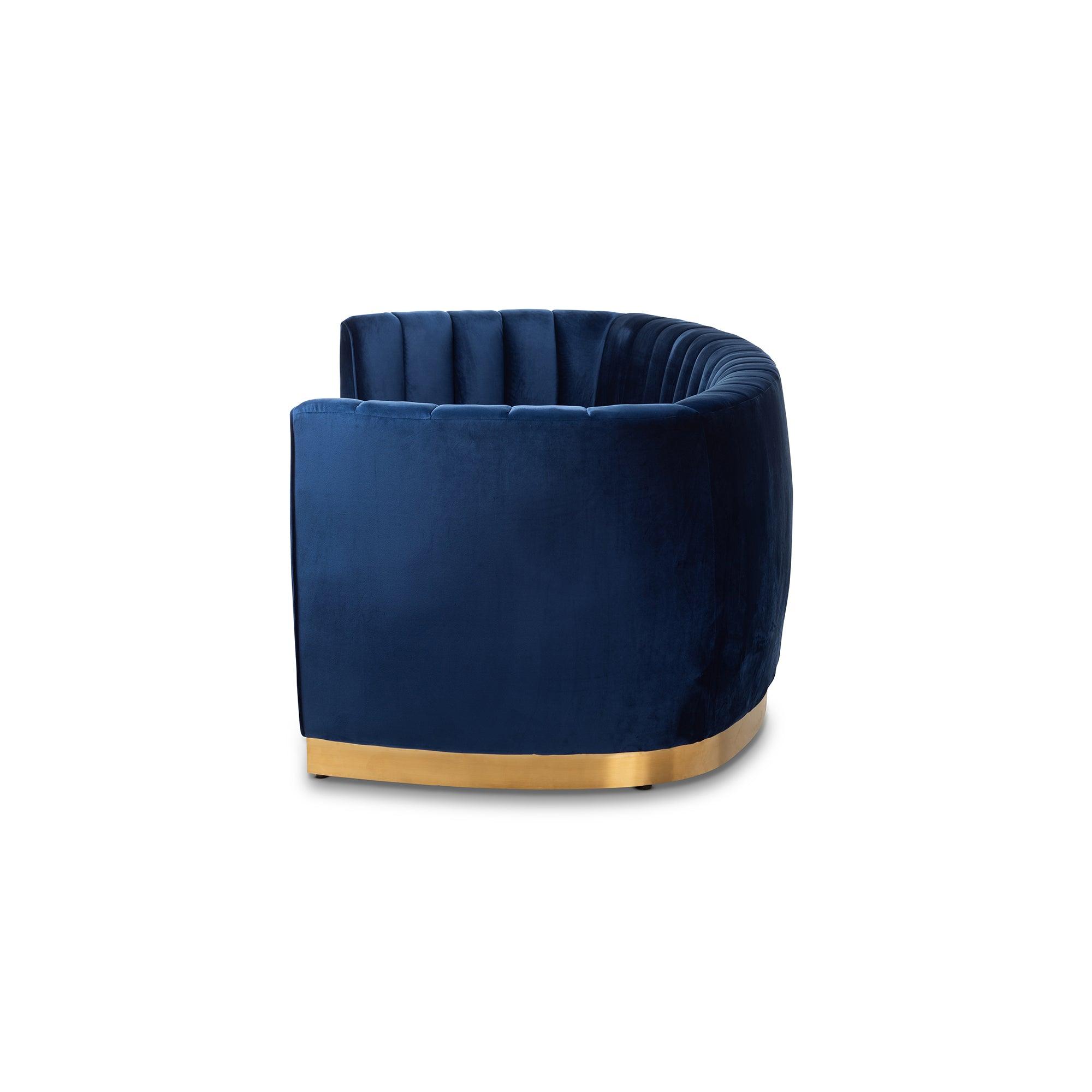 Milena Glam Royal Velvet Fabric Upholstered -Finished Sofa