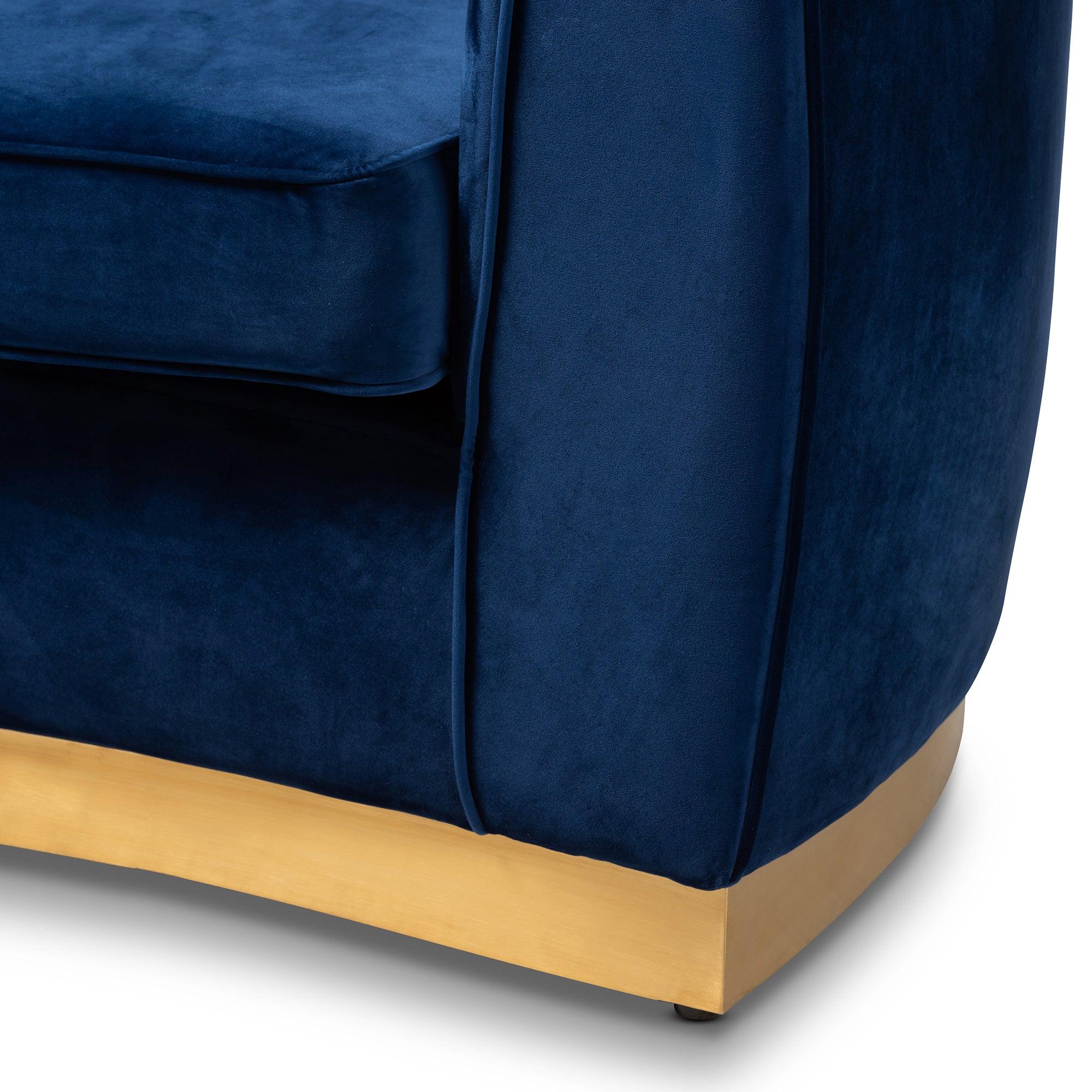 Milena Glam Royal Velvet Fabric Upholstered -Finished Sofa