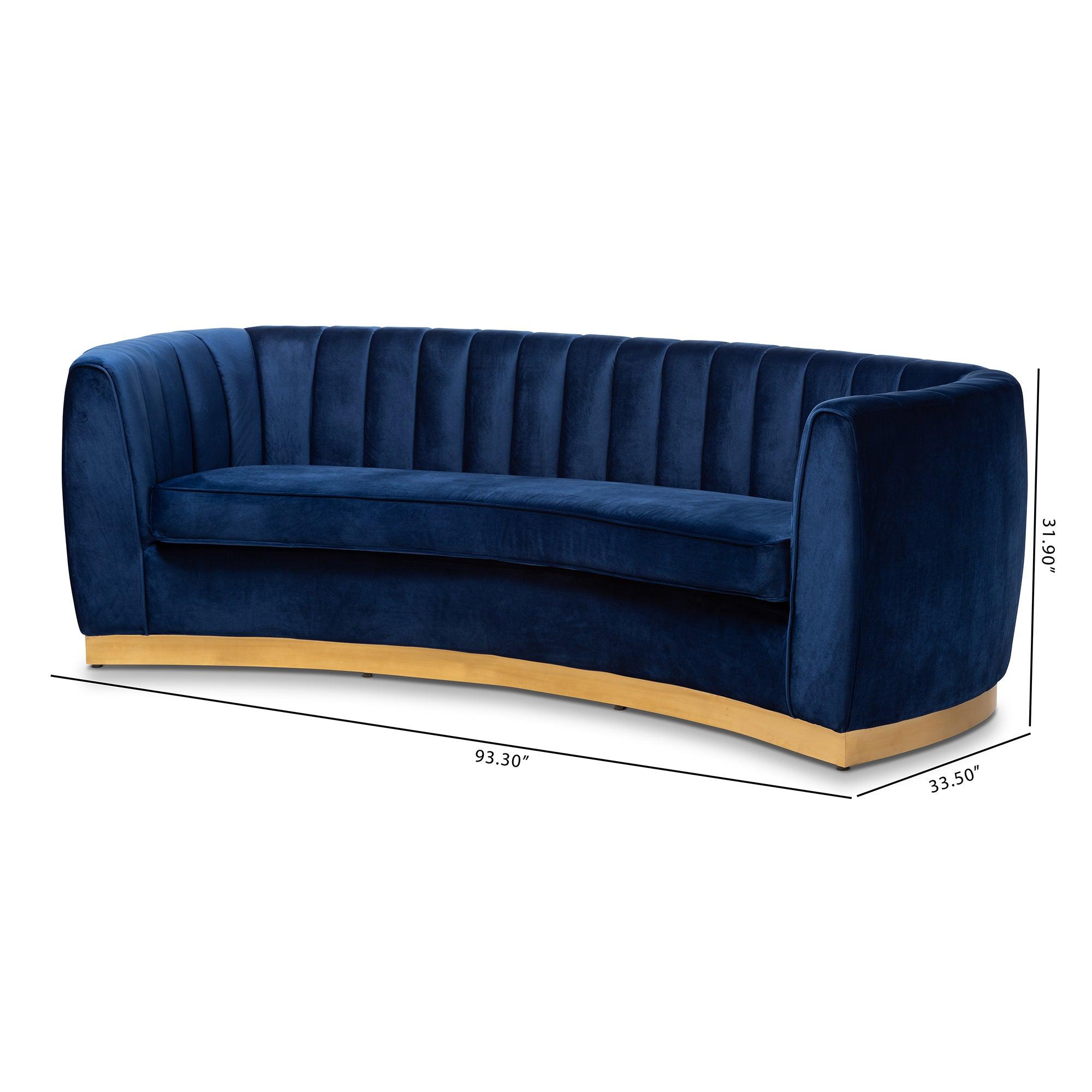 Milena Glam Royal Velvet Fabric Upholstered -Finished Sofa