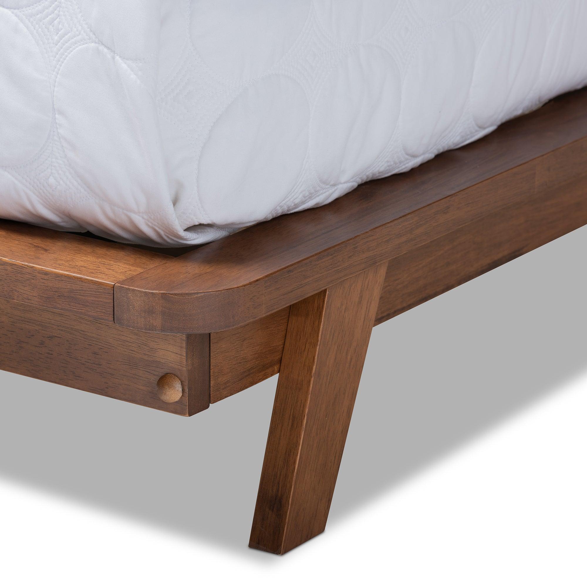 Sante Mid-Century Modern Light Fabric Upholstered Wood Platform Bed