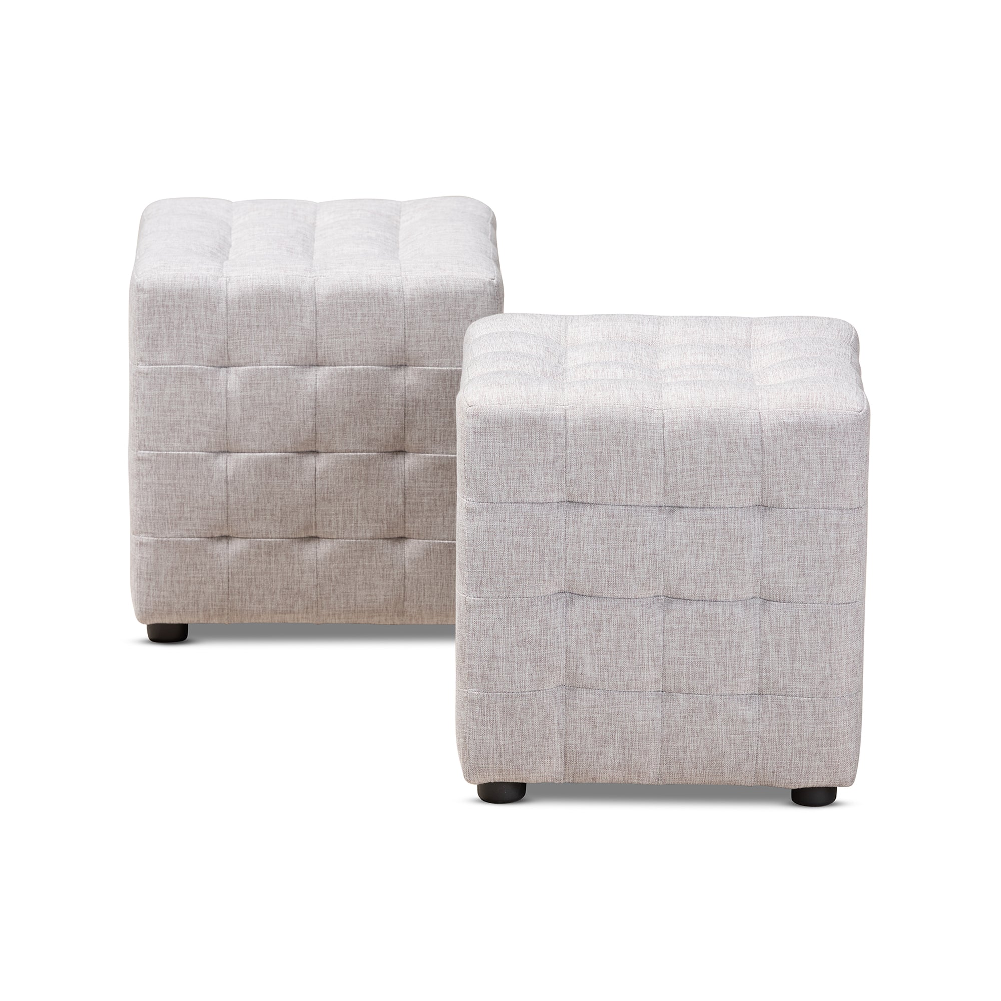 Elladio Modern and Contemporary Fabric Upholstered Tufted Cube Ottoman Set of 2