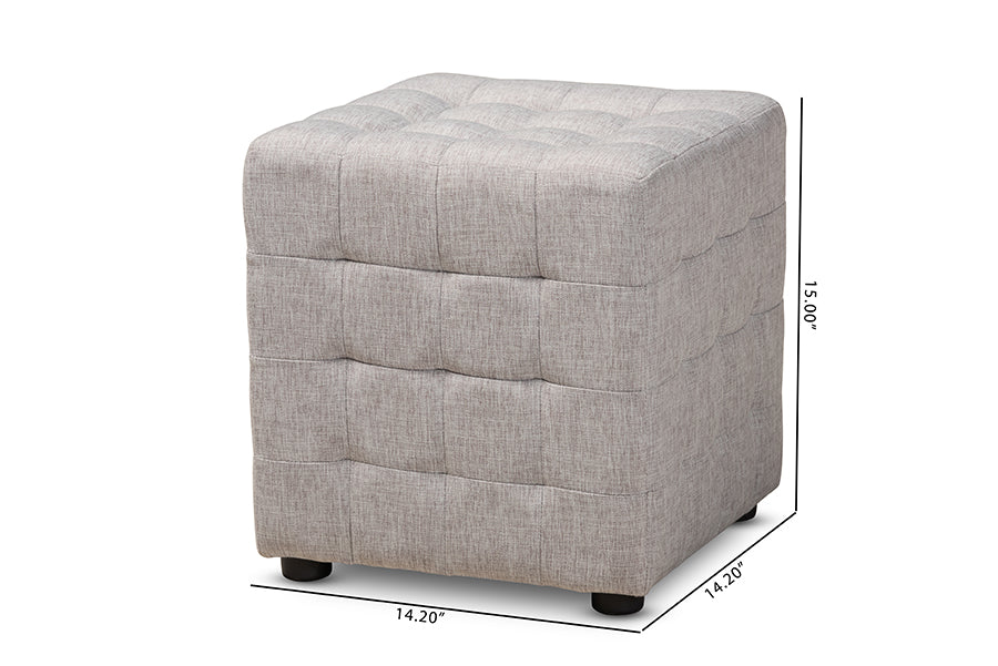 Elladio Modern and Contemporary Fabric Upholstered Tufted Cube Ottoman Set of 2
