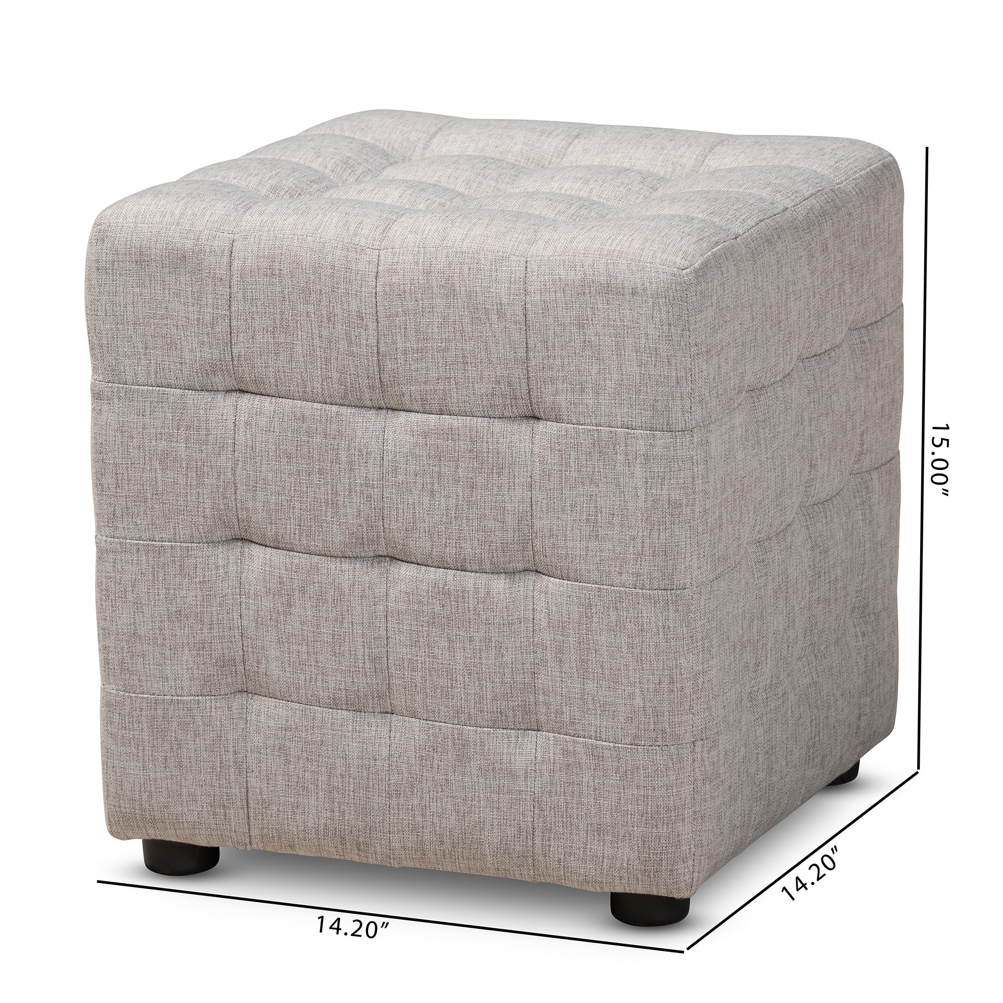 Elladio Modern and Contemporary Fabric Upholstered Tufted Cube Ottoman Set of 2
