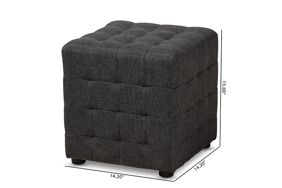 Elladio Modern and Contemporary Fabric Upholstered Tufted Cube Ottoman Set of 2