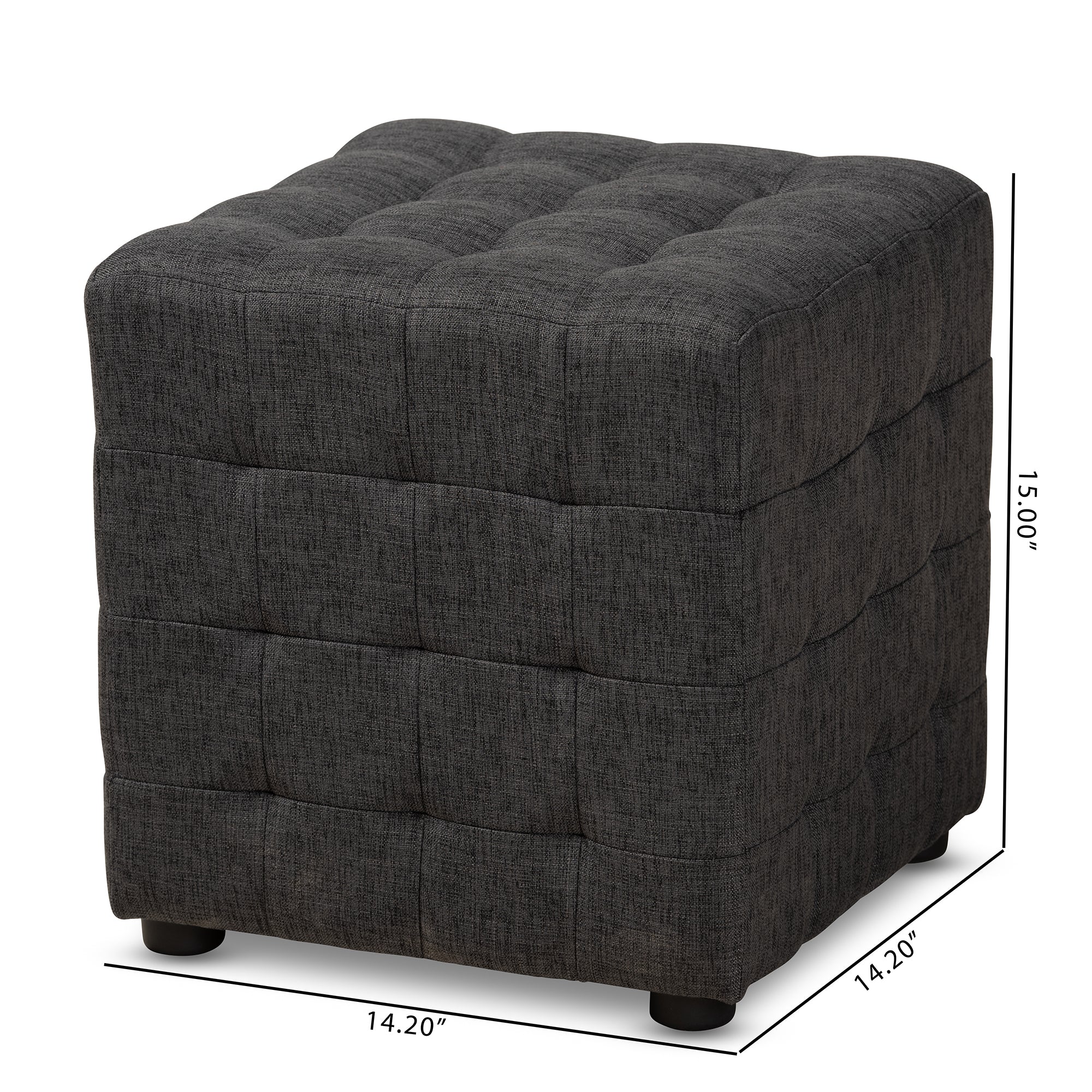 Elladio Modern and Contemporary Fabric Upholstered Tufted Cube Ottoman Set of 2