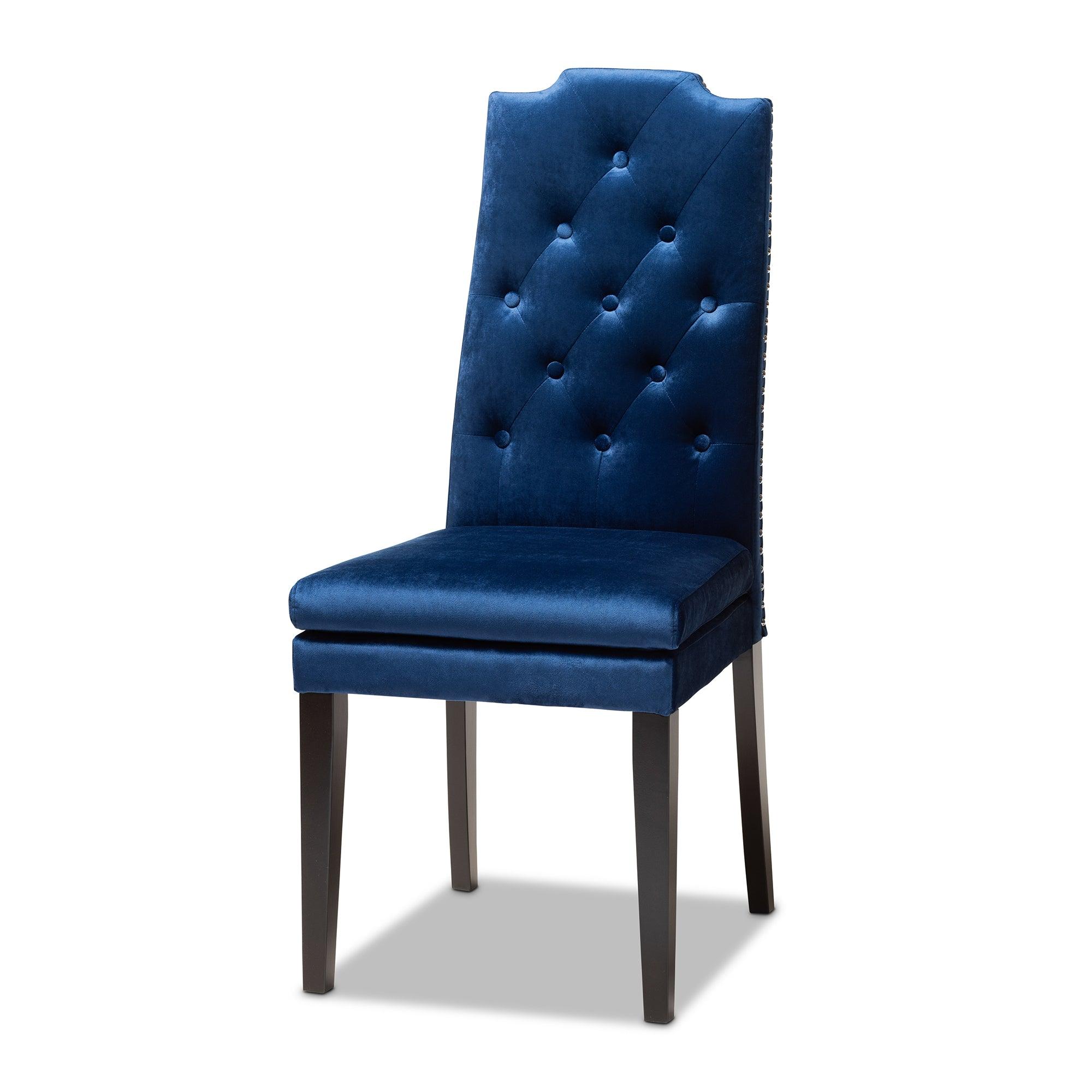 Dylin Modern and Contemporary Velvet Fabric Upholstered and Finished Wood 7-Piece Dining Set