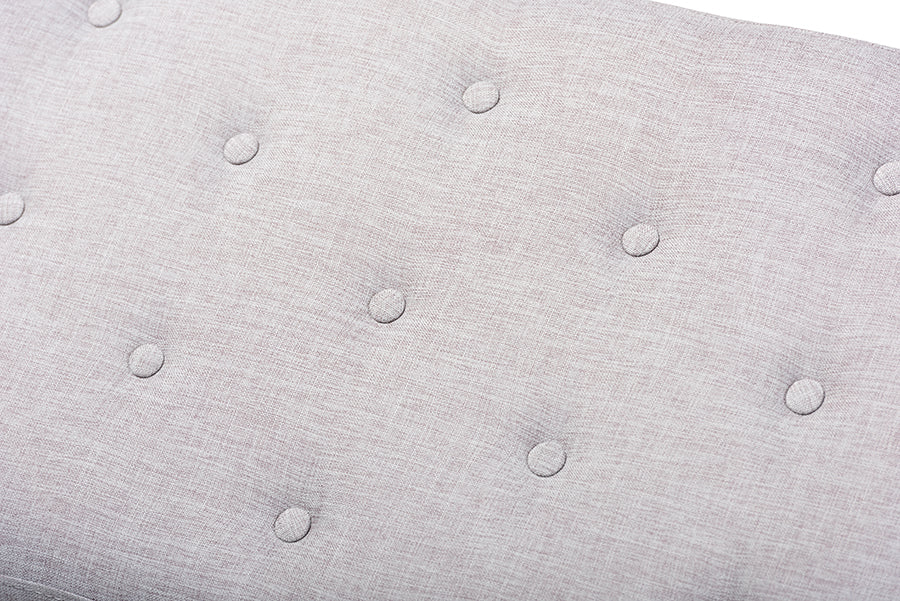 Linus Mid-Century Modern Fabric Upholstered and Button Tufted Wood Bench