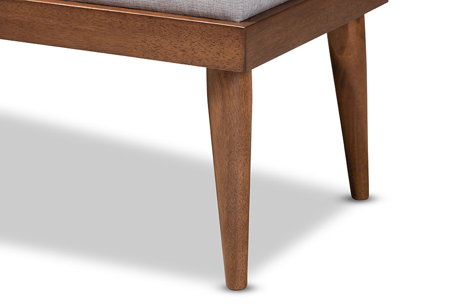 Linus Mid-Century Modern Fabric Upholstered and Button Tufted Wood Bench