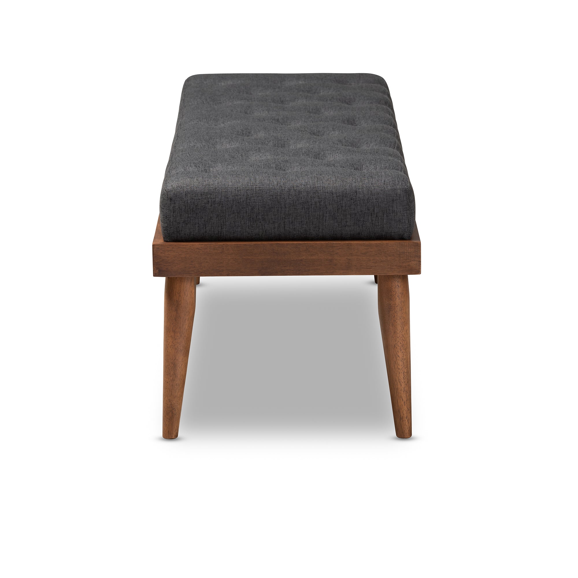 Linus Mid-Century Modern Fabric Upholstered and Button Tufted Wood Bench