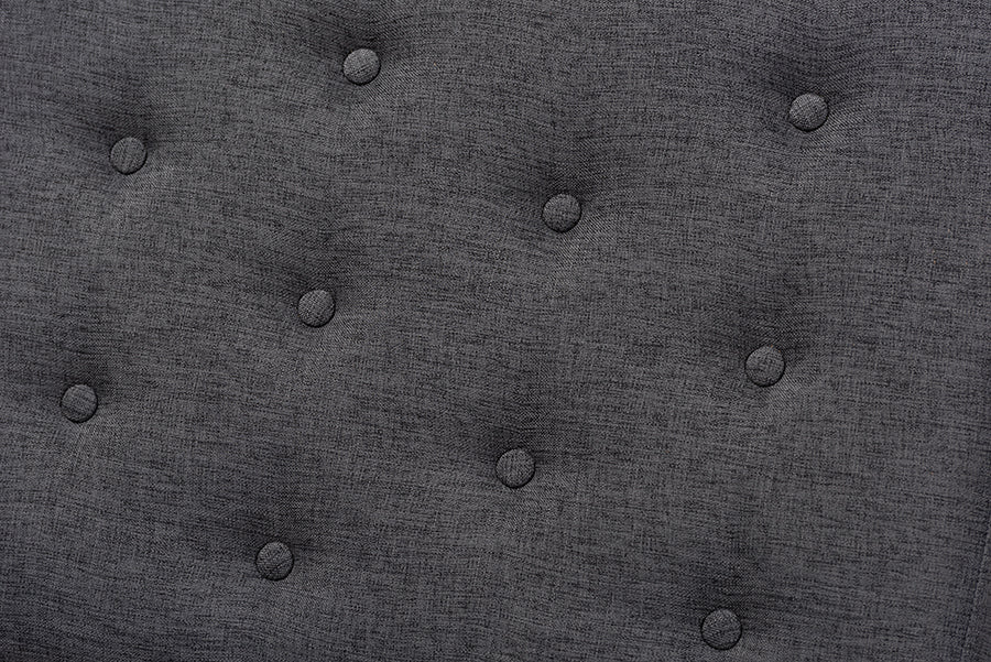 Linus Mid-Century Modern Fabric Upholstered and Button Tufted Wood Bench