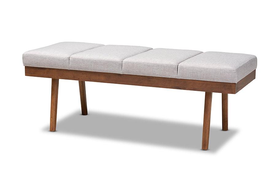 Larisa Mid-Century Modern ish Fabric Upholstered Wood Bench