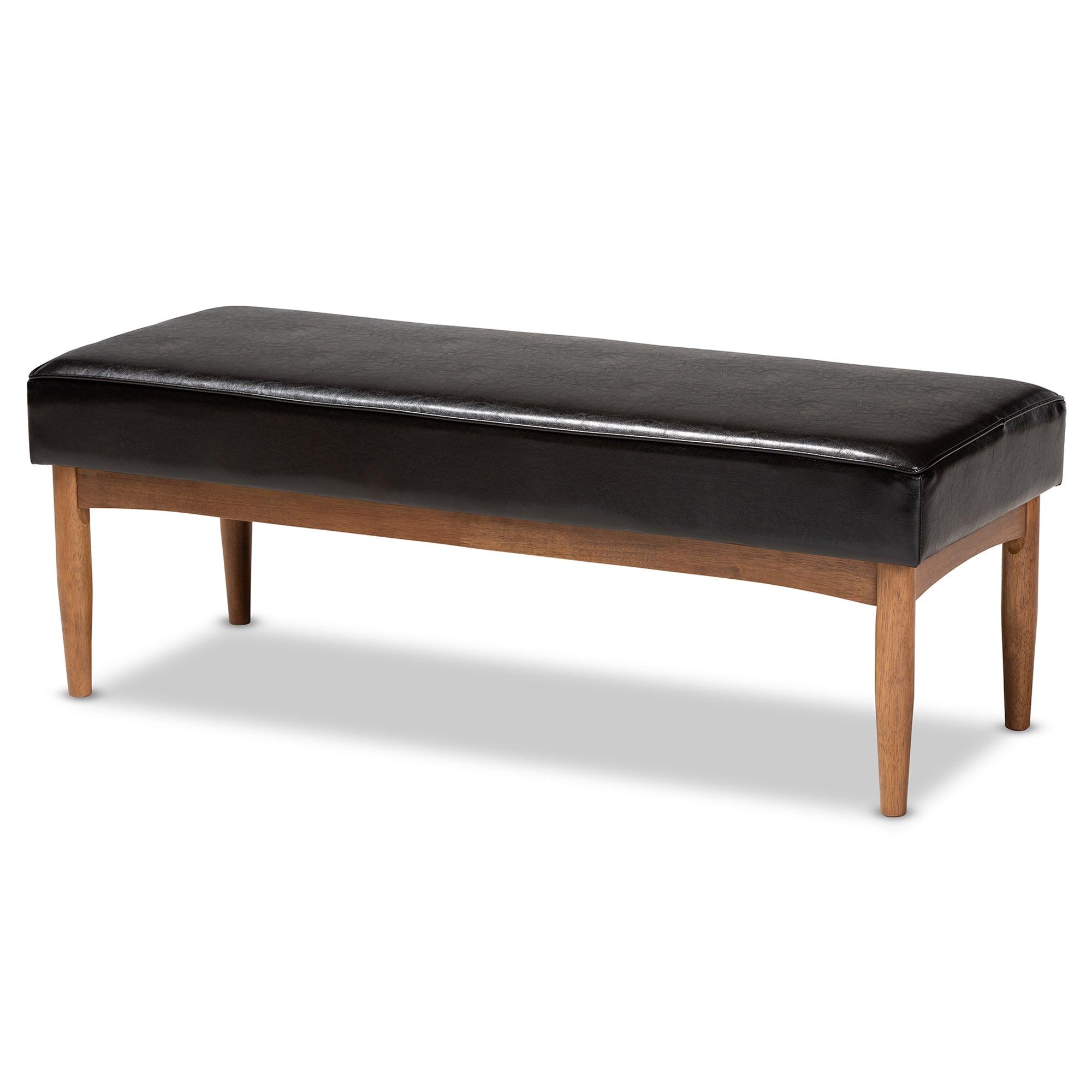 Arvid Mid-Century Modern Faux Leather Upholstered 4-Piece Wood Dining Nook Set