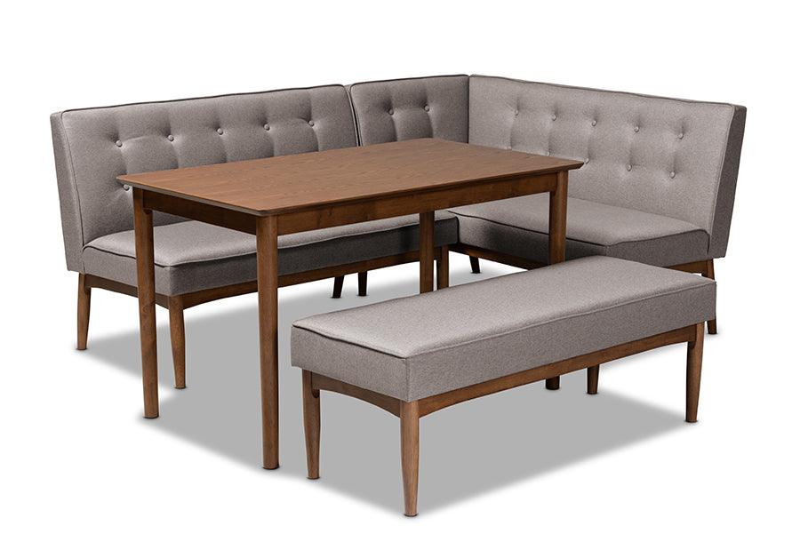 Arvid Mid-Century Modern Fabric Upholstered 4-Piece Wood Dining Nook Set
