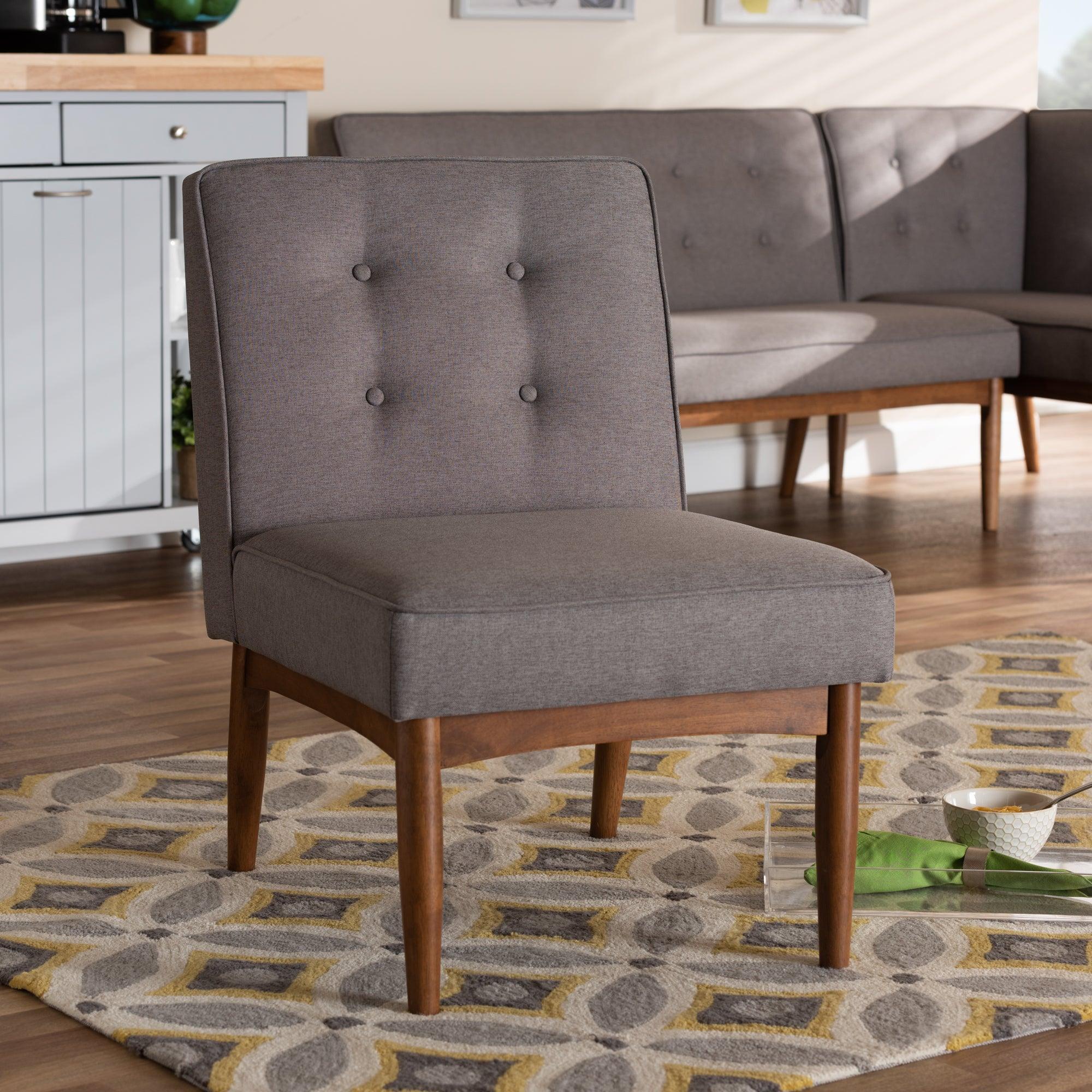 Arvid Mid-Century Modern Fabric Upholstered Wood Dining Chair
