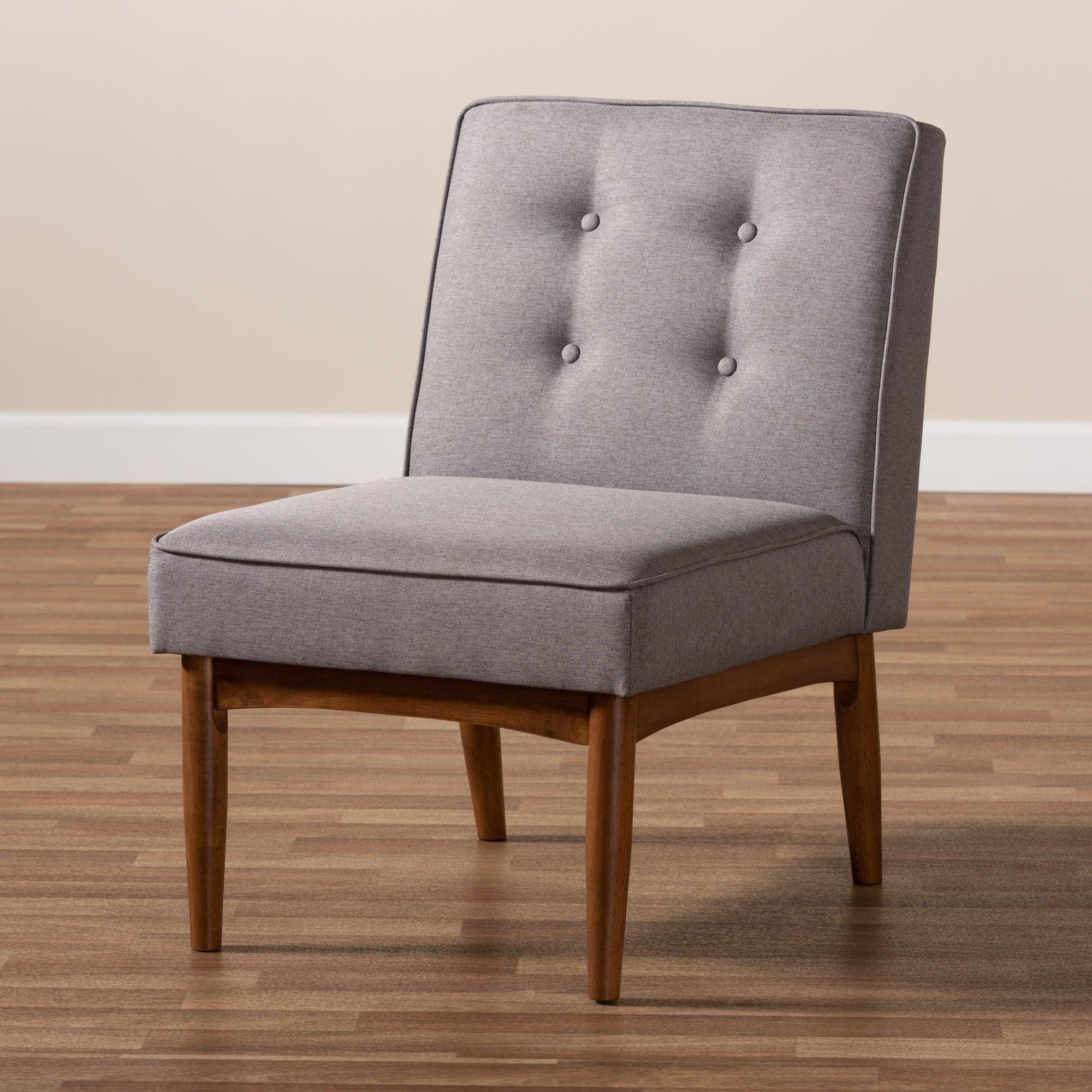 Arvid Mid-Century Modern Fabric Upholstered Wood Dining Chair