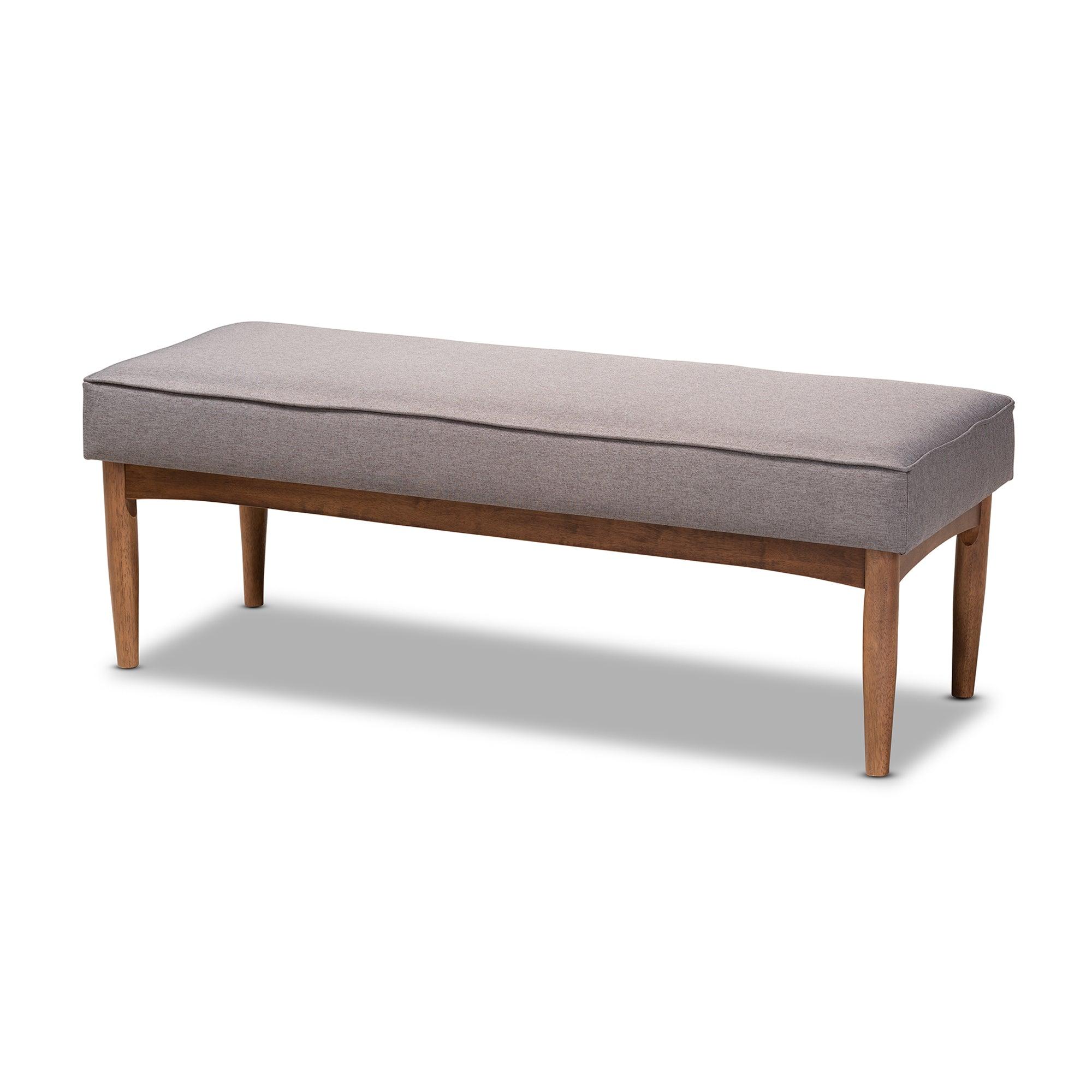 Arvid Mid-Century Modern Fabric Upholstered Wood Dining Bench